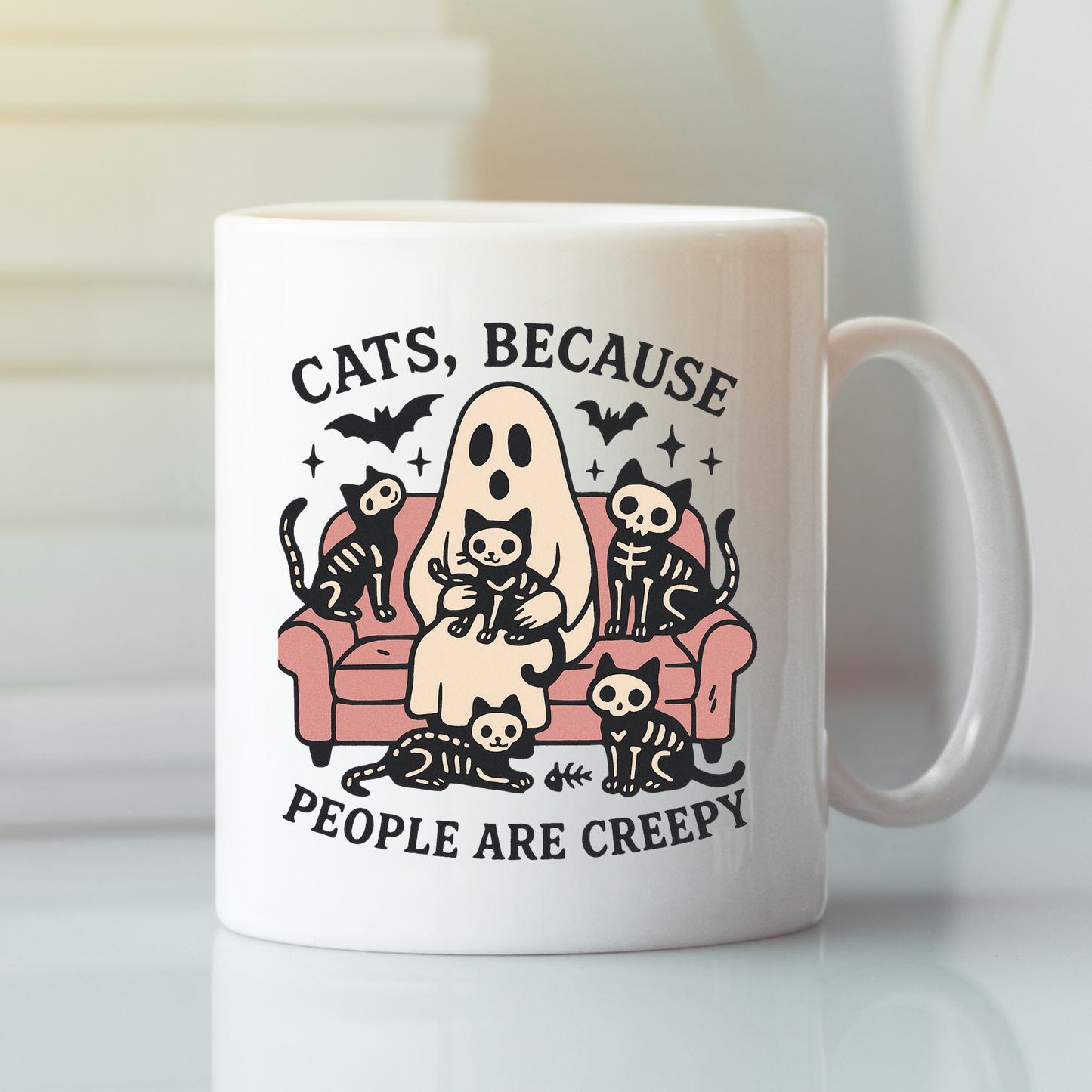 Cats Because People Are Creepy Mug | Funny Halloween Cat Gift