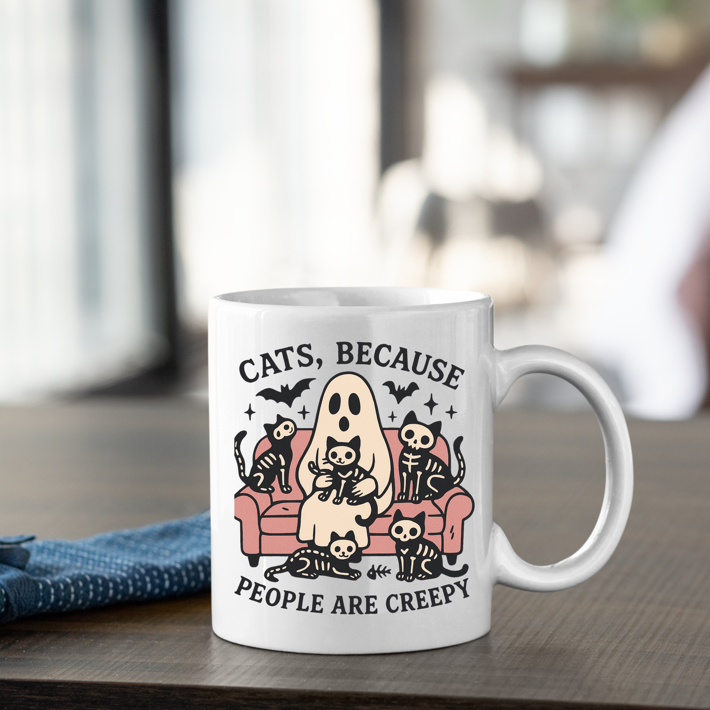 Cats Because People Are Creepy Mug | Funny Halloween Cat Gift