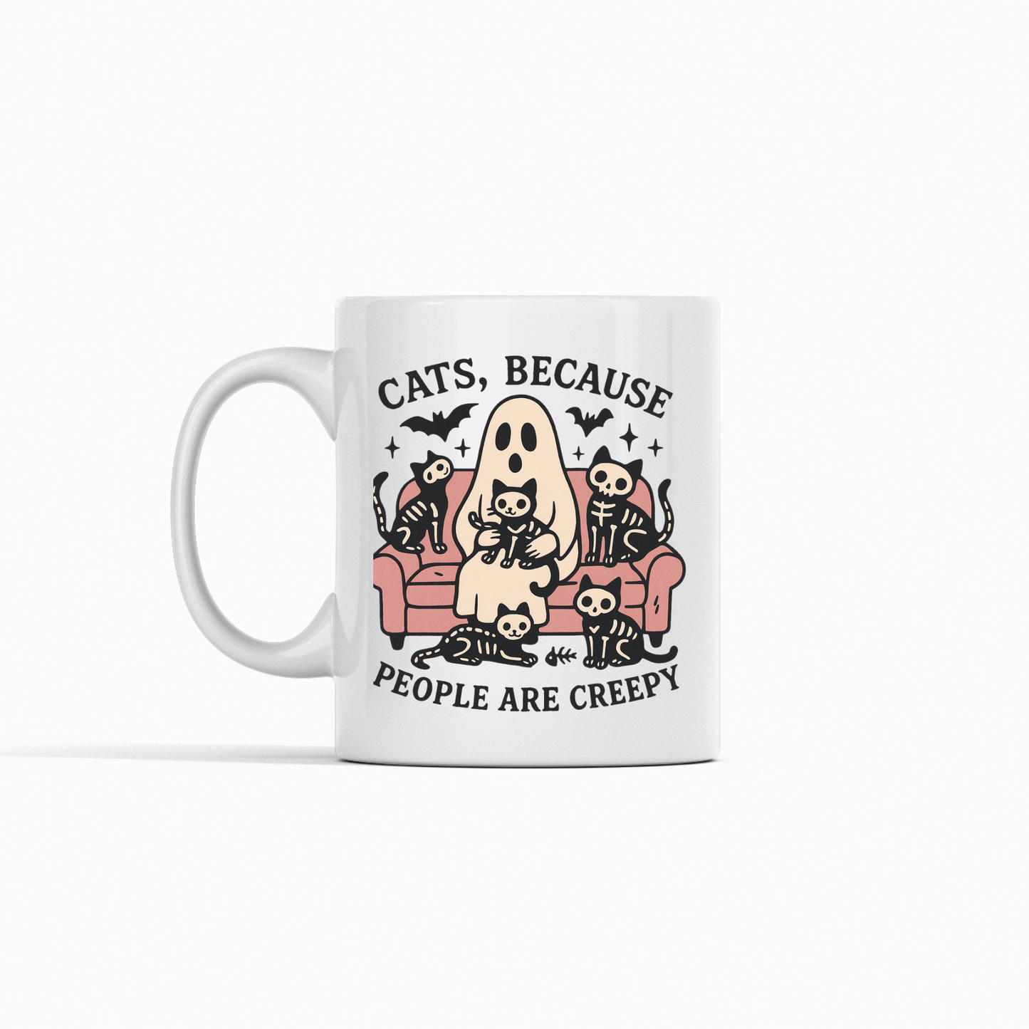 Cats Because People Are Creepy Mug | Funny Halloween Cat Gift