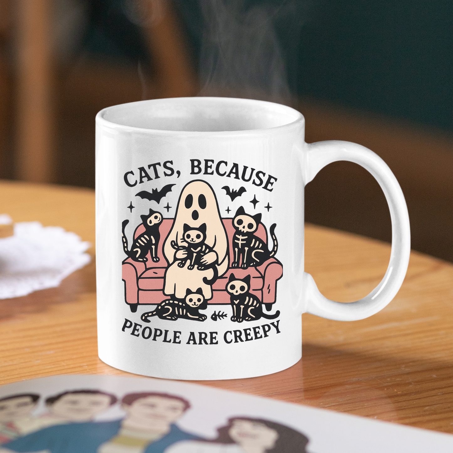 Cats Because People Are Creepy Mug | Funny Halloween Cat Gift