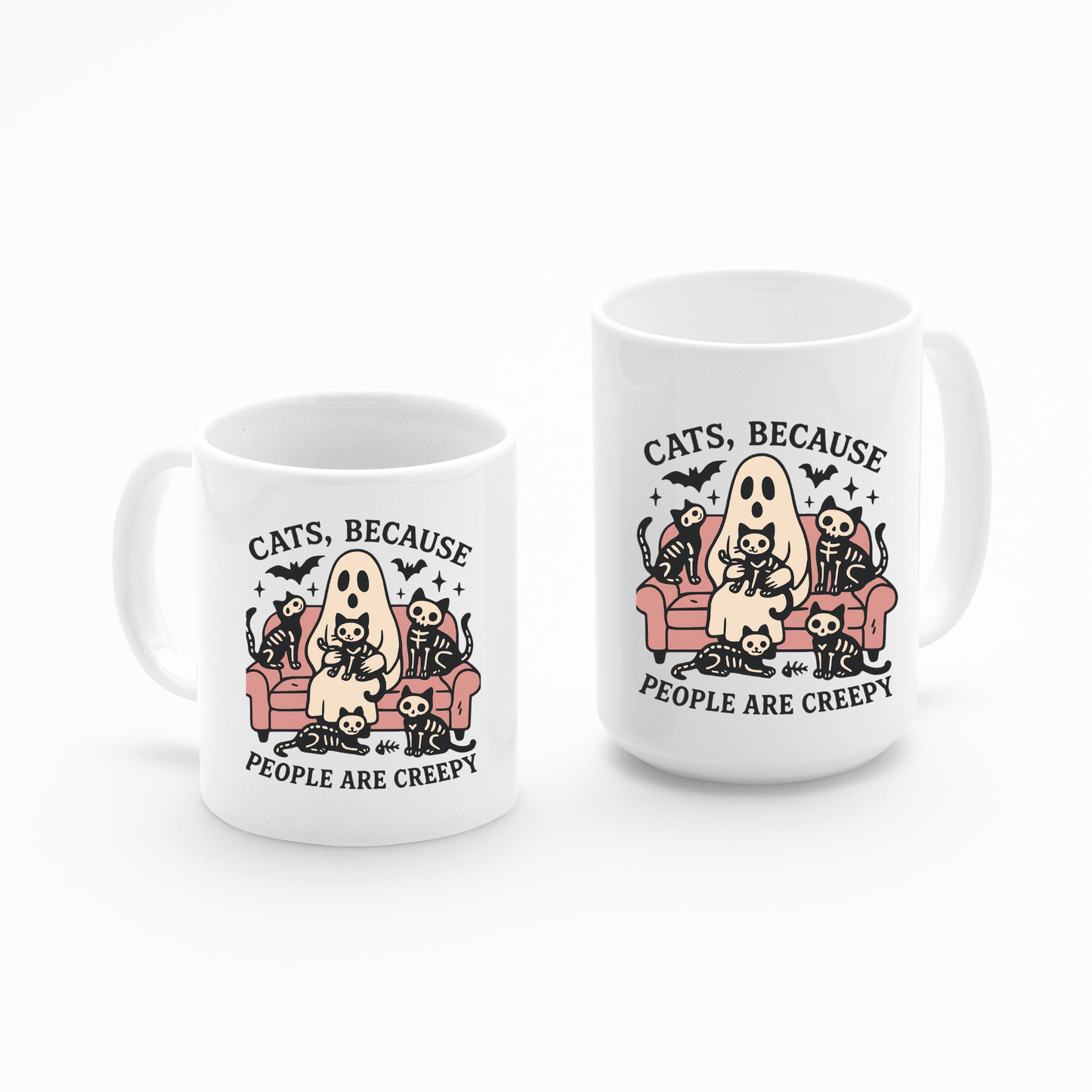 Cats Because People Are Creepy Mug | Funny Halloween Cat Gift