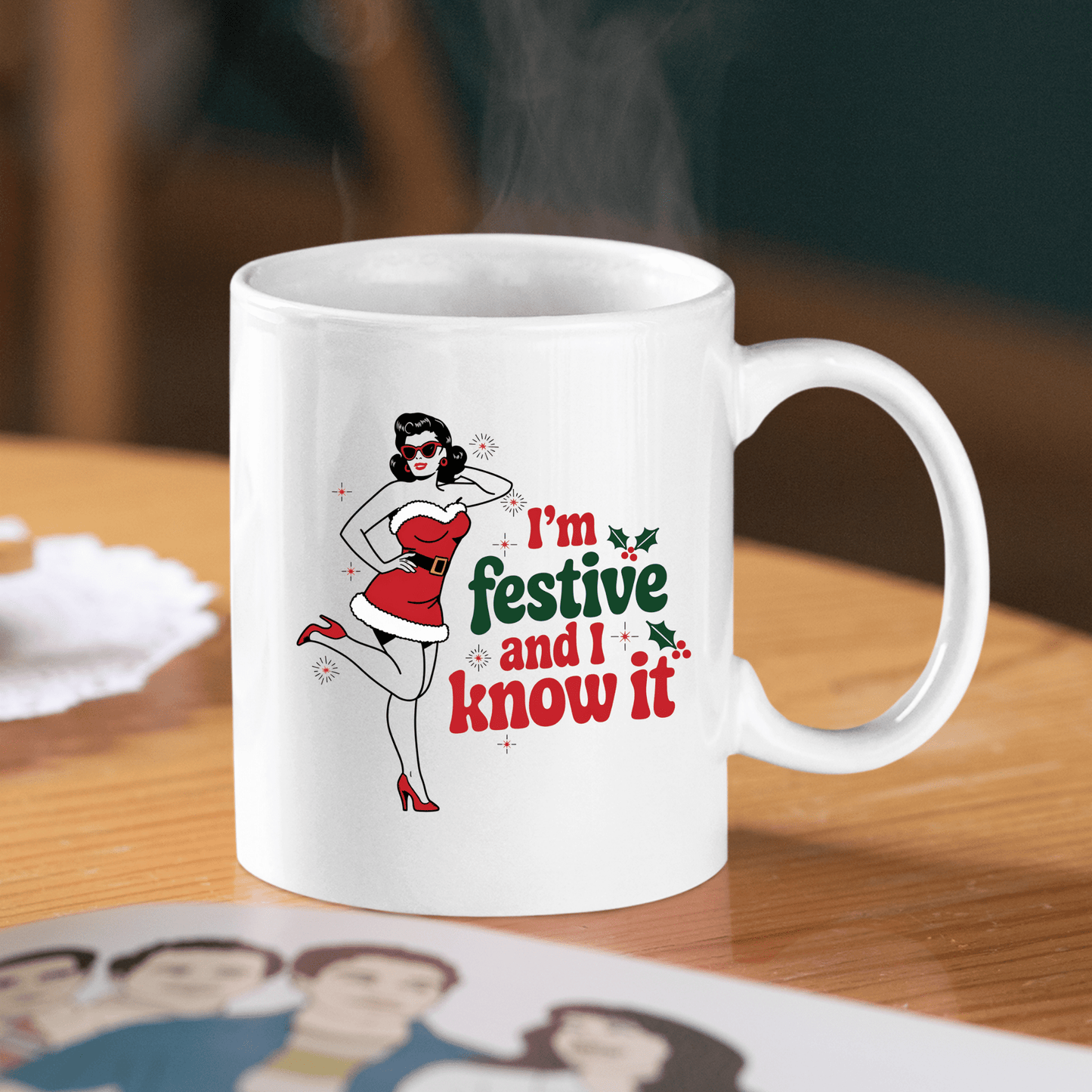 Festive and I Know It Mug | Funny Retro Christmas Gift - Granville Designs