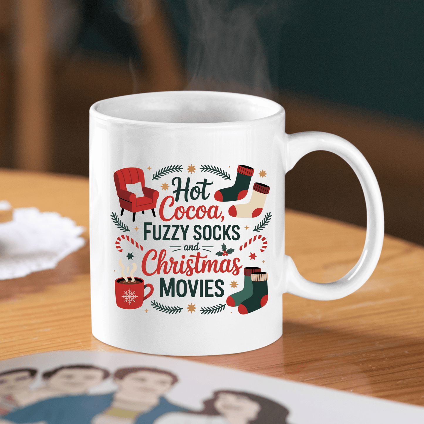 Hot Cocoa Fuzzy Socks Christmas Mug - Granville Designs