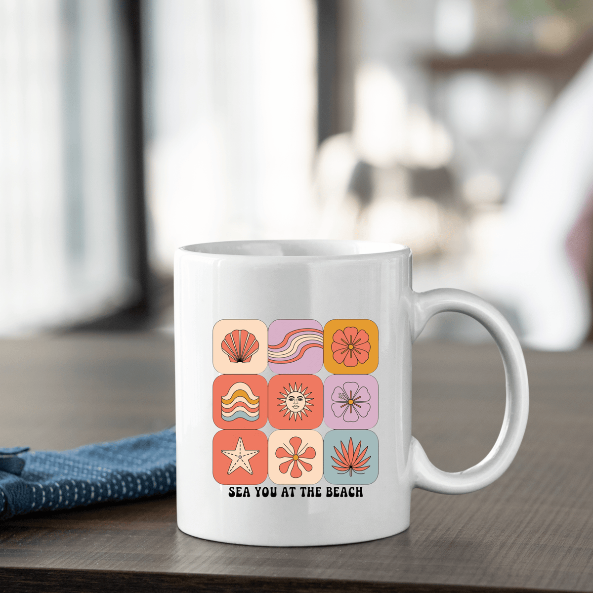 Sea You at the Beach Mug | Retro Beach Coffee Mug - Granville Designs