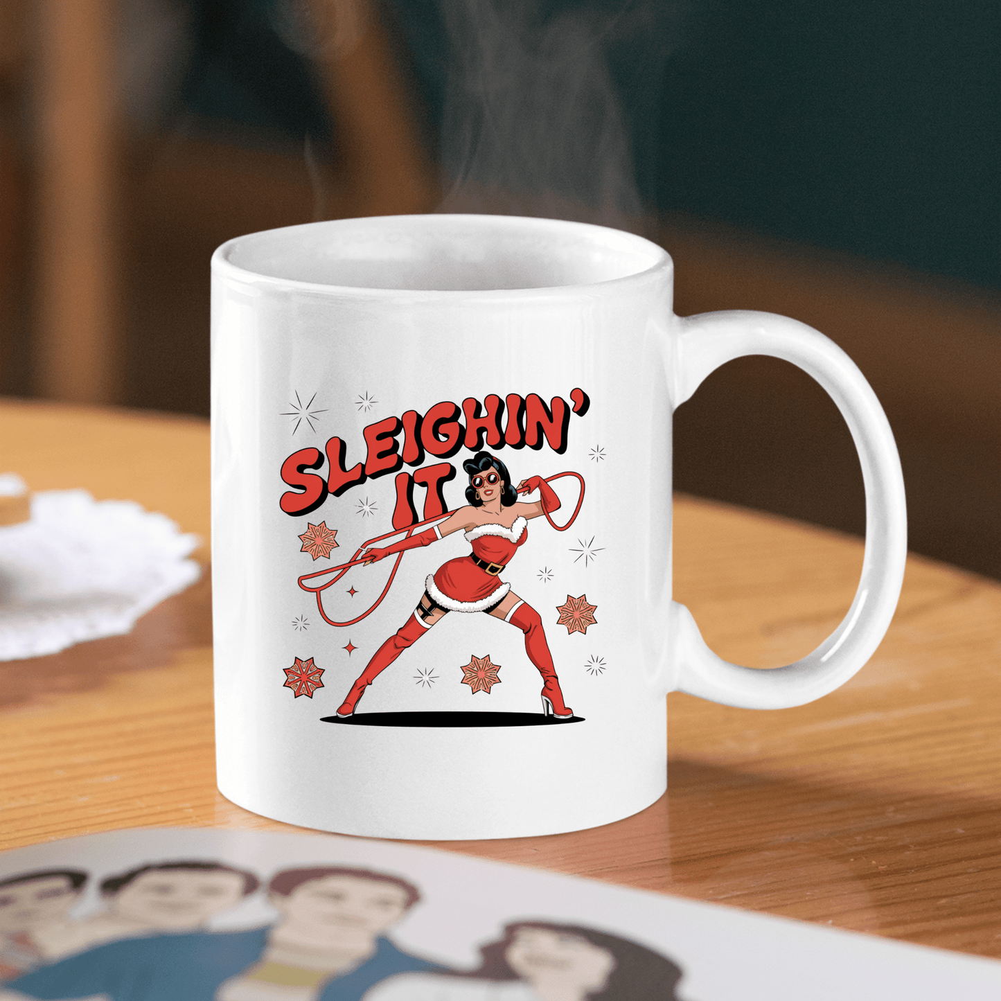 Sleighin’ It Mug | Funny Retro Christmas Coffee Cup - Granville Designs