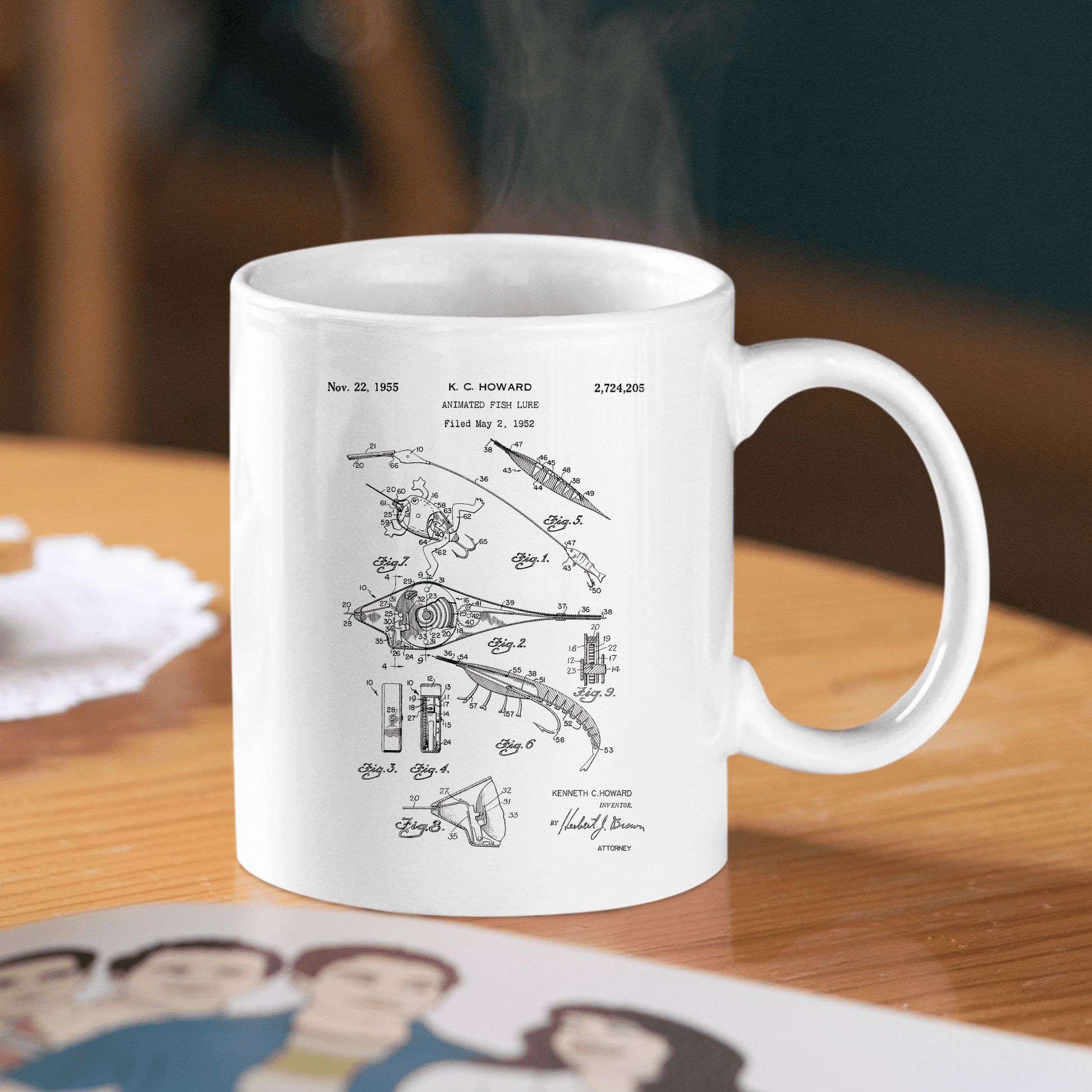 Animated Fish Lure Patent Mug for Fishermen - Granville Designs