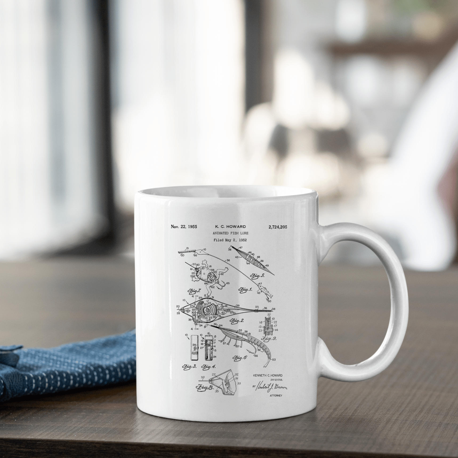 Animated Fish Lure Patent Mug for Fishermen - Granville Designs