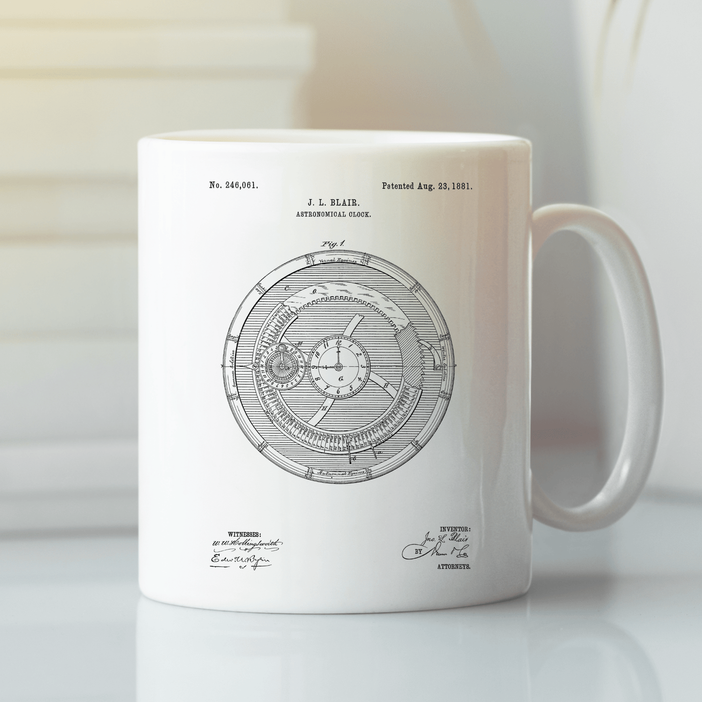 Astronomical Clock Patent Mug for Science Lovers - Granville Designs