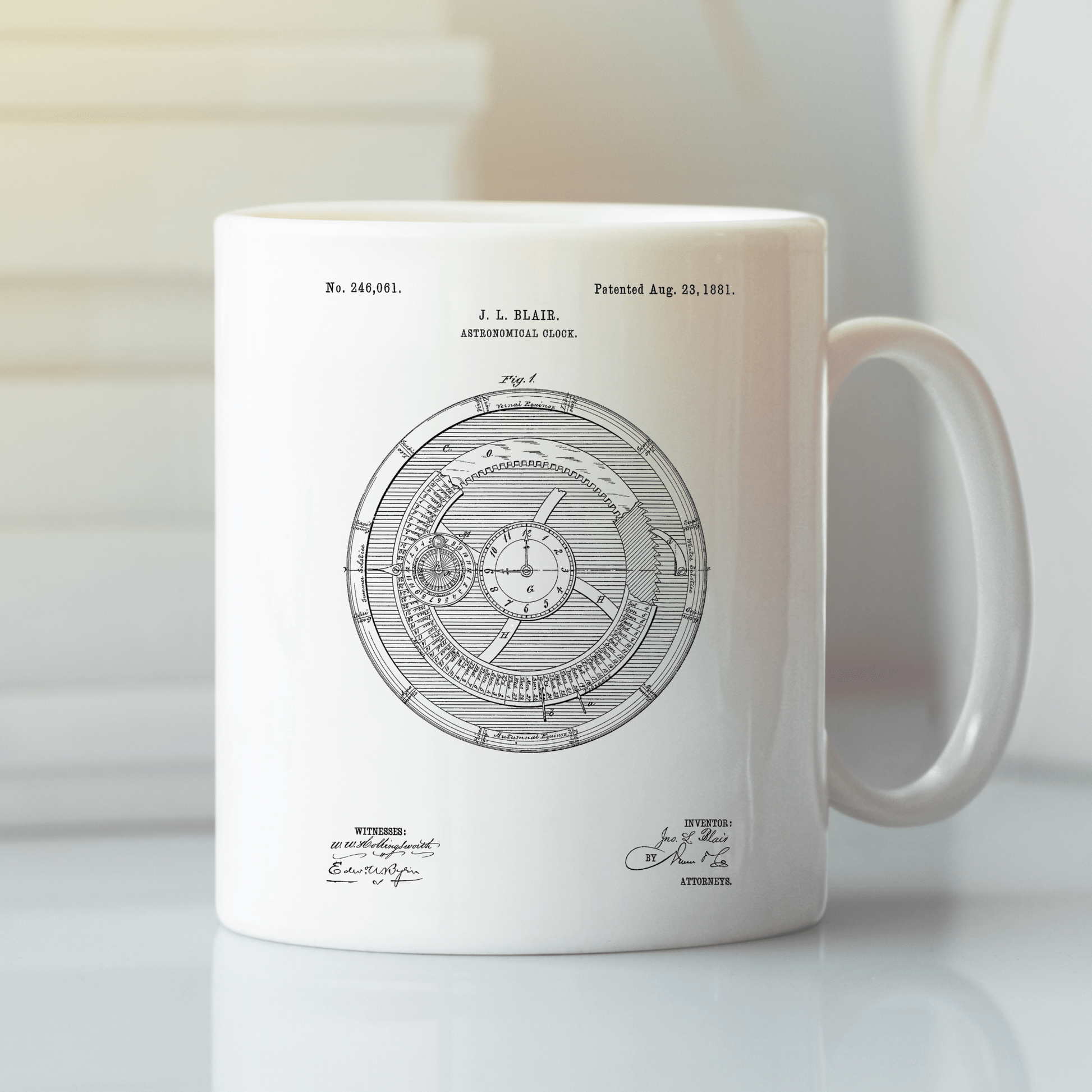 Astronomical Clock Patent Mug for Science Lovers - Granville Designs