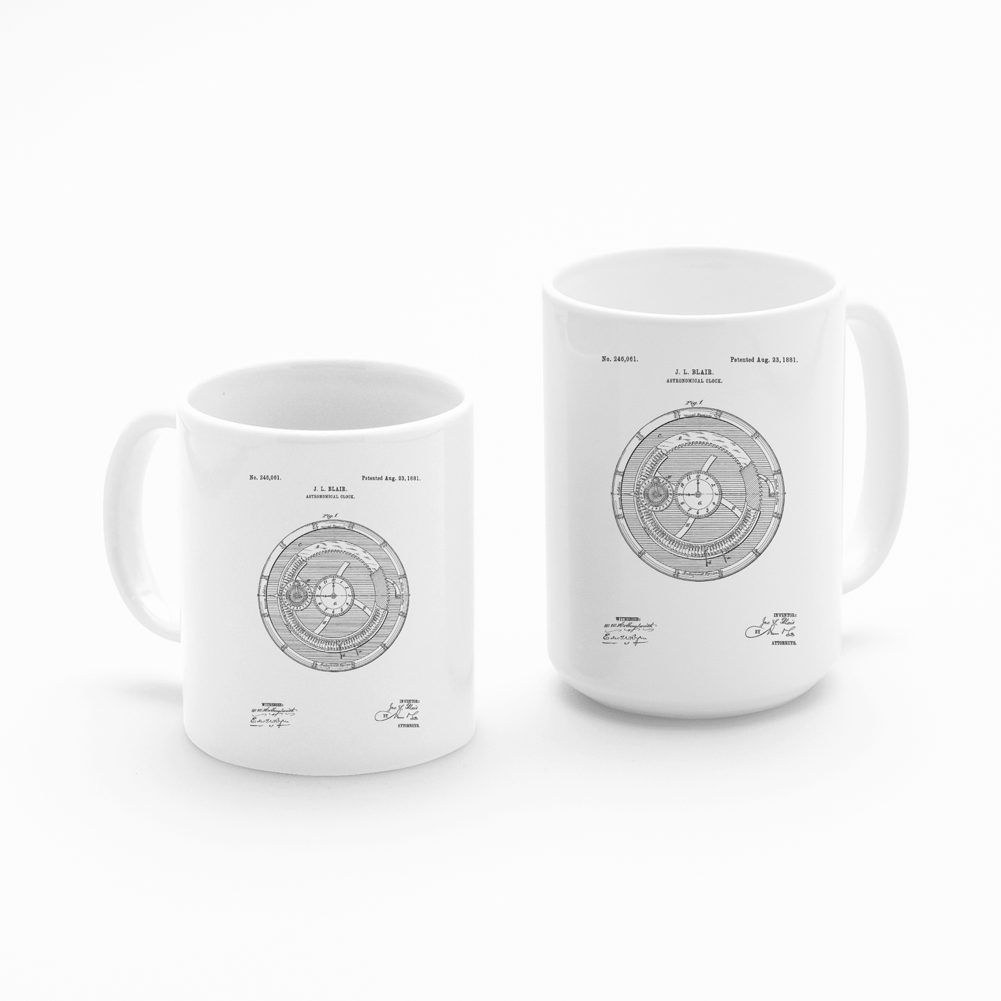 Astronomical Clock Patent Mug for Science Lovers - Granville Designs