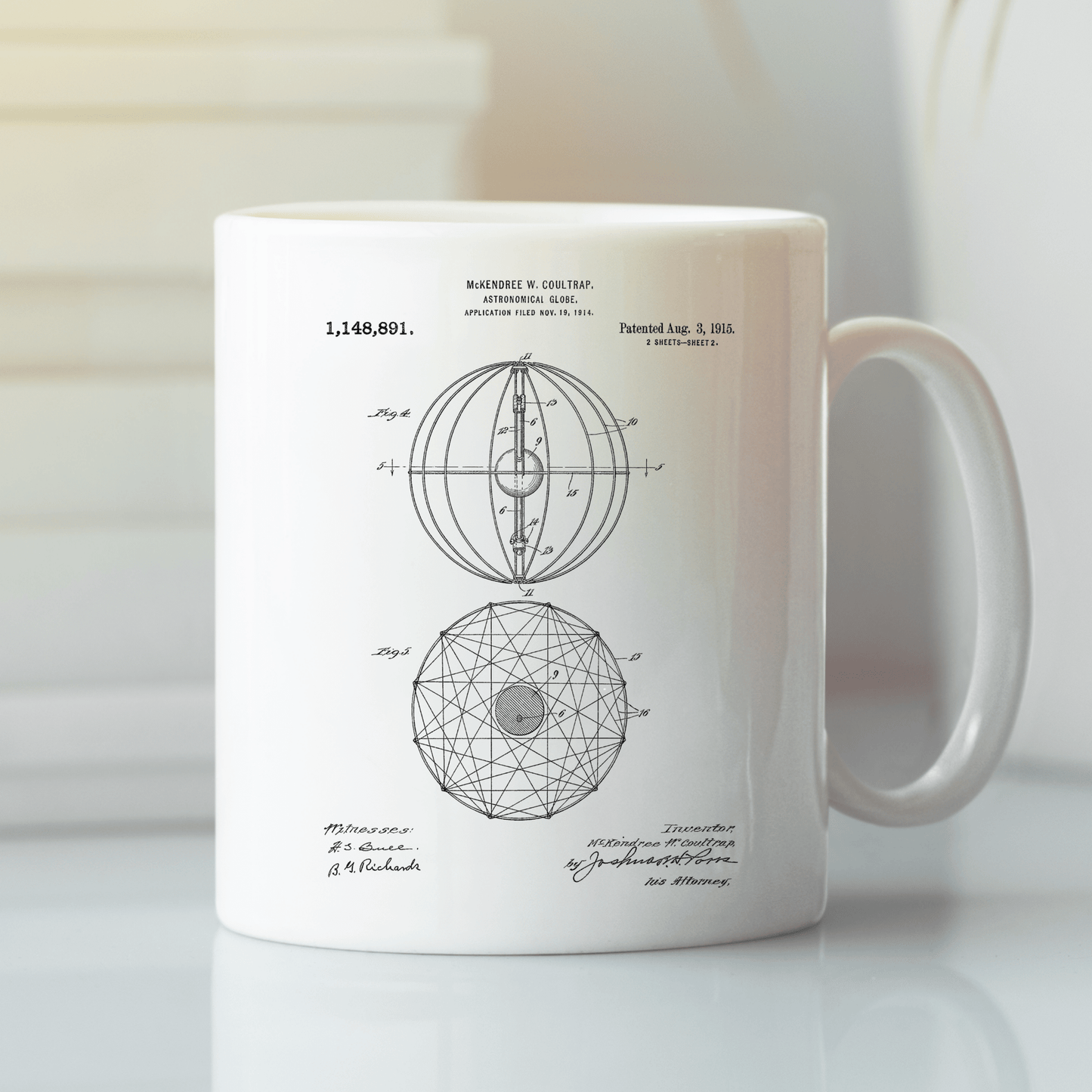 Astronomical Globe Patent Mug for Space Lovers - Granville Designs