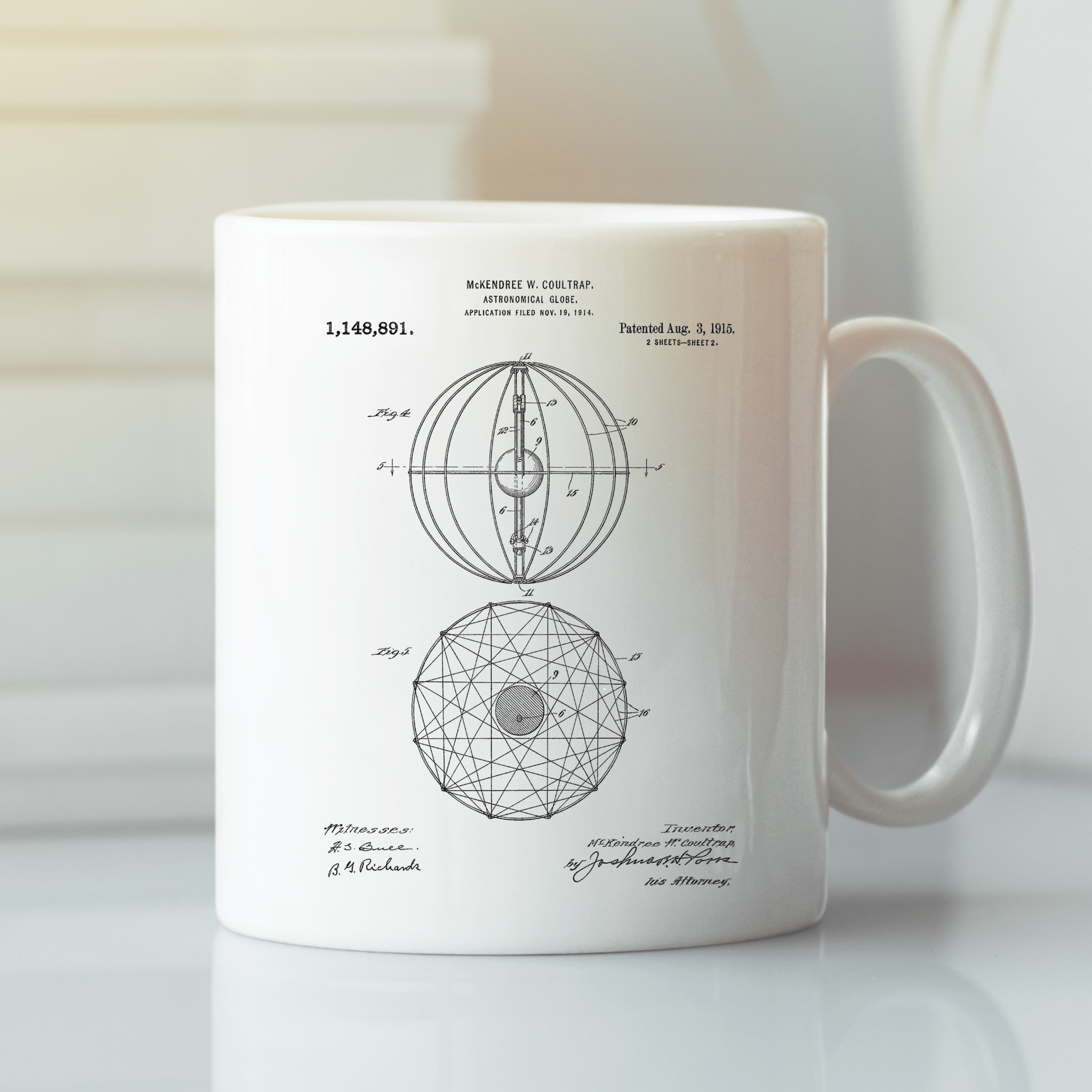 Astronomical Globe Patent Mug for Space Lovers - Granville Designs