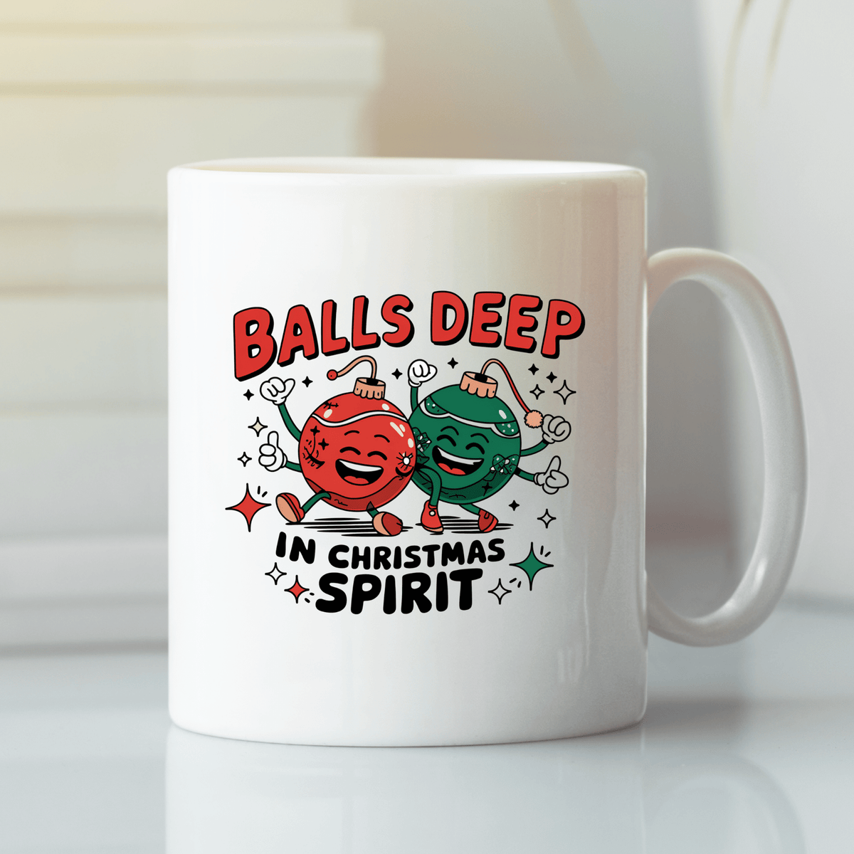 Balls Deep in Christmas Spirit Funny Mug - Granville Designs
