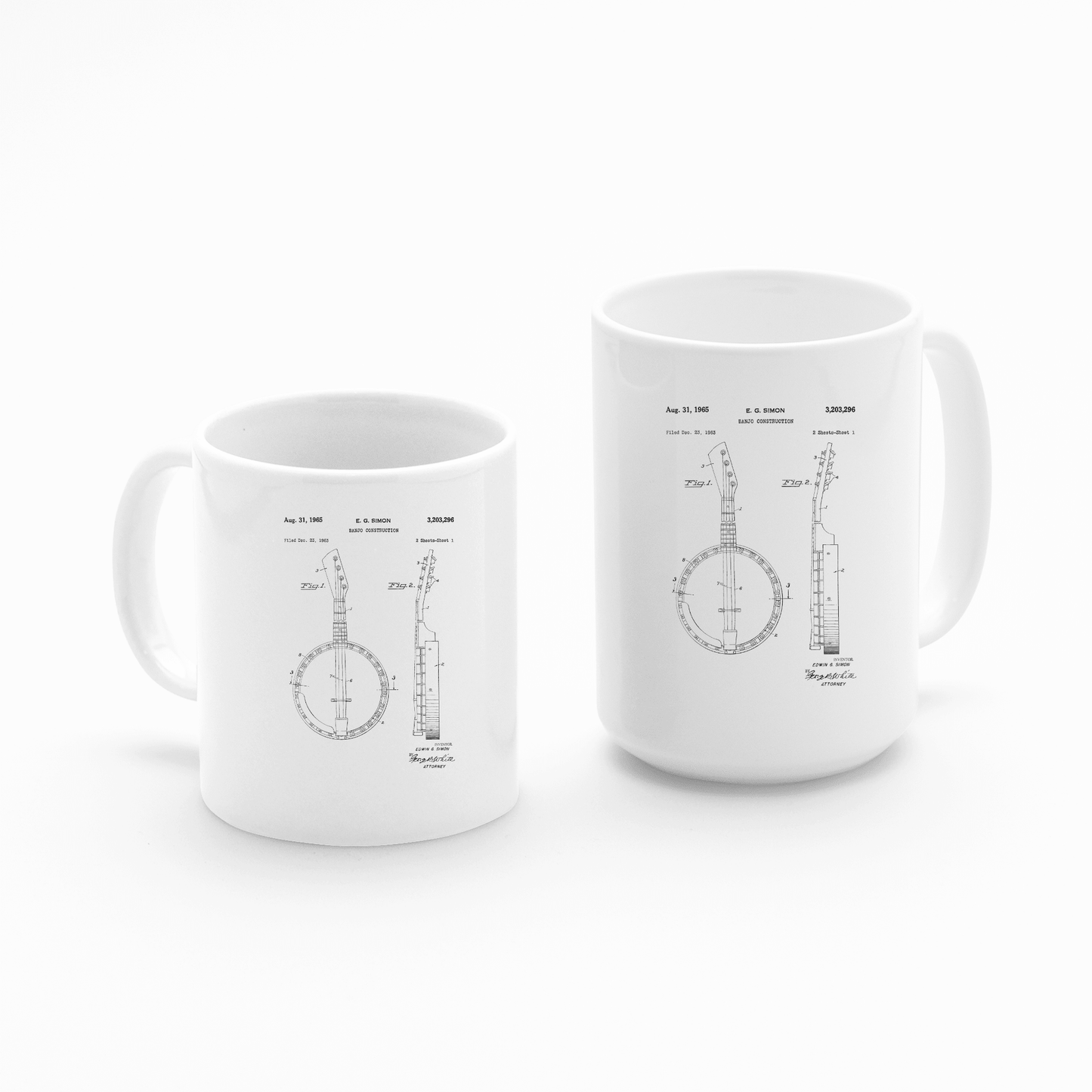 Banjo Patent Mug | Vintage Musician Gift - Granville Designs