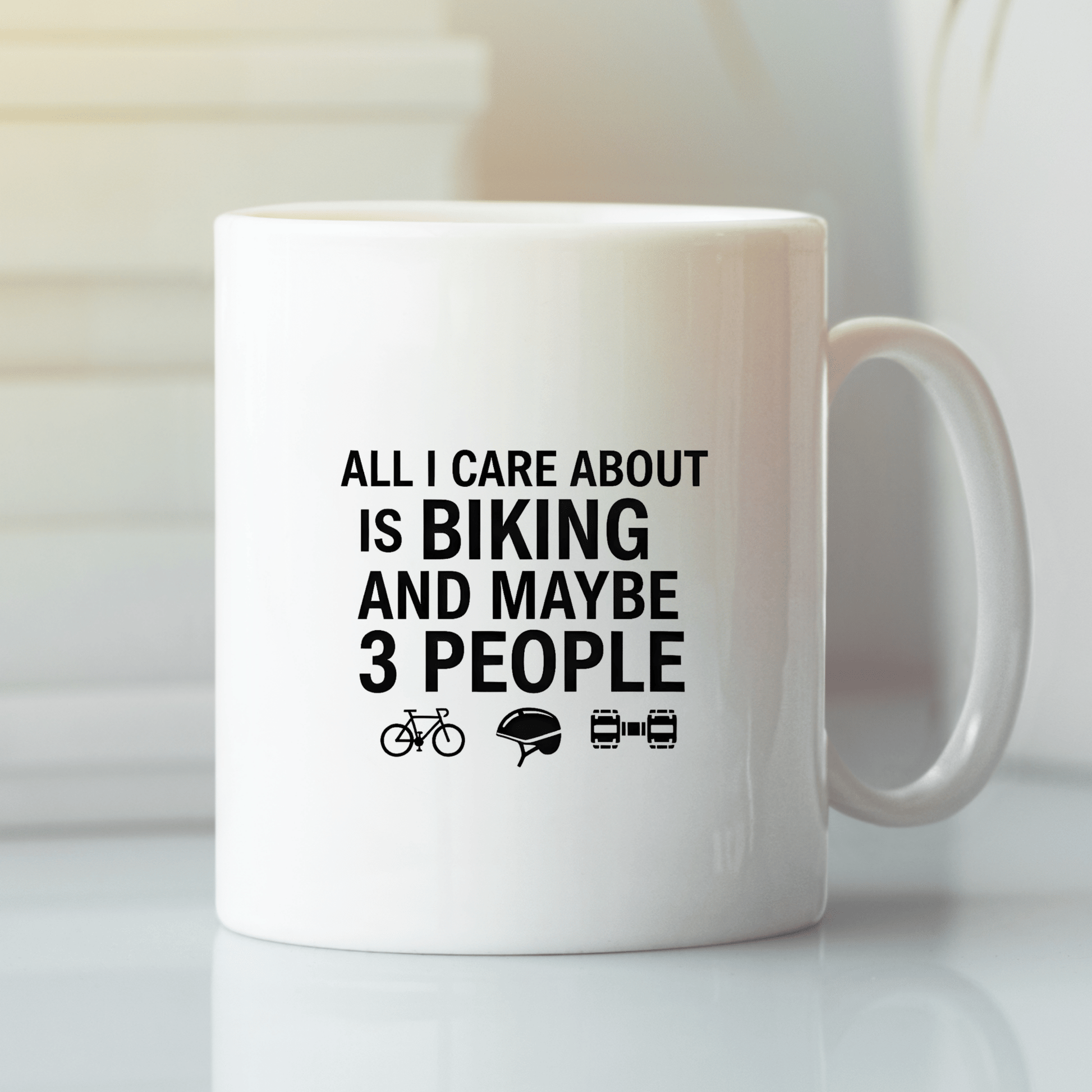 Biking and Three People Mug – Funny Cyclist Coffee Cup - Granville Designs