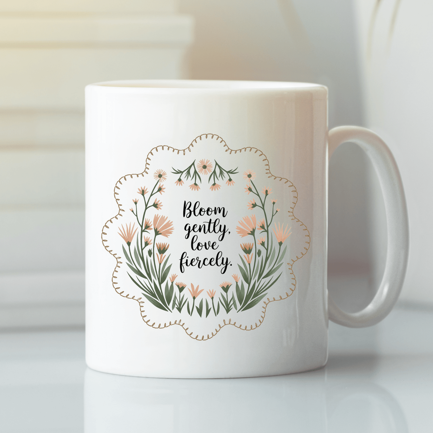 Bloom Gently Love Fiercely Mug | Floral Inspirational Gift - Granville Designs