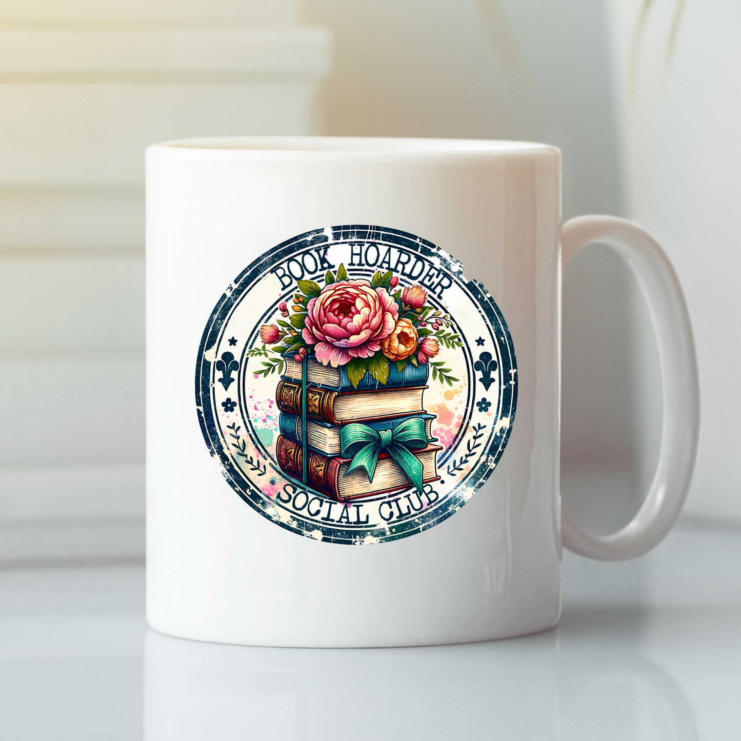 Book Hoarder Mug | Floral Book Lover Gift | Social Club Design