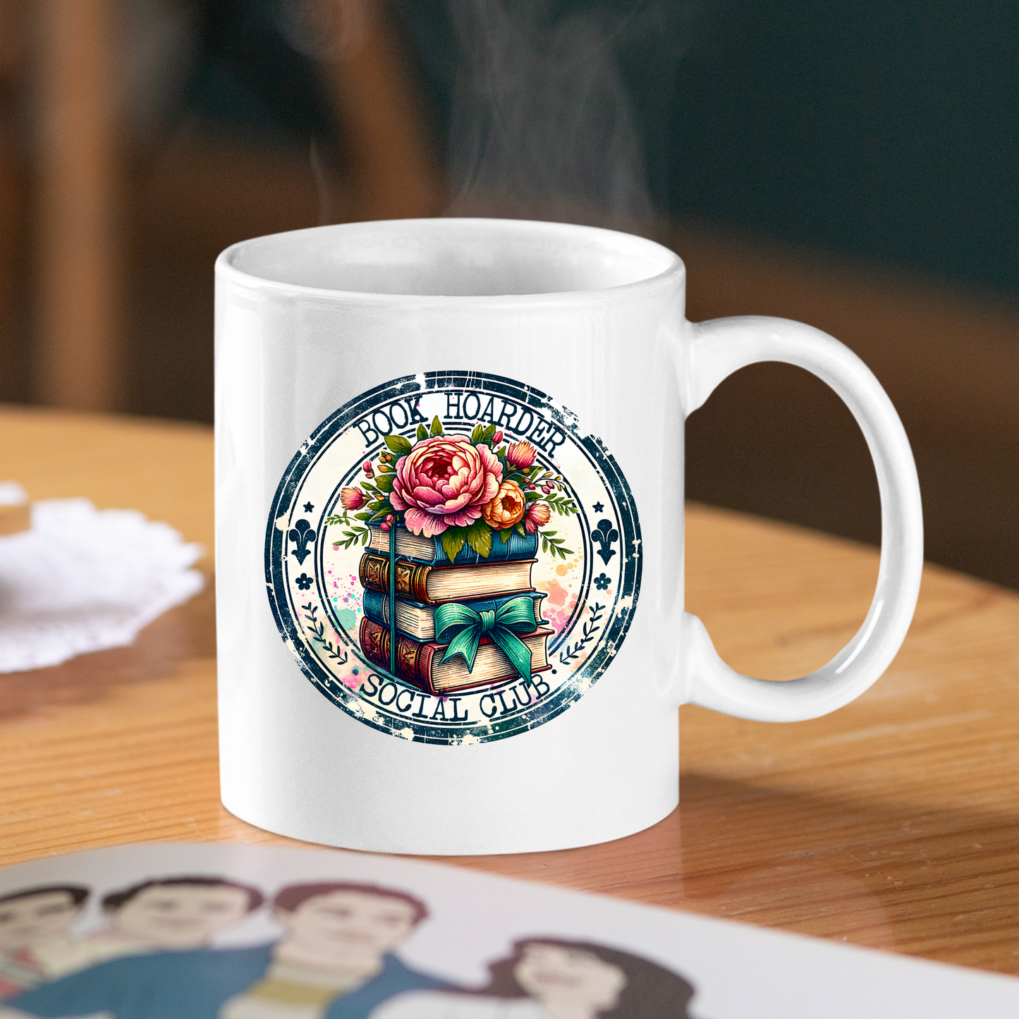 Book Hoarder Mug | Floral Book Lover Gift | Social Club Design