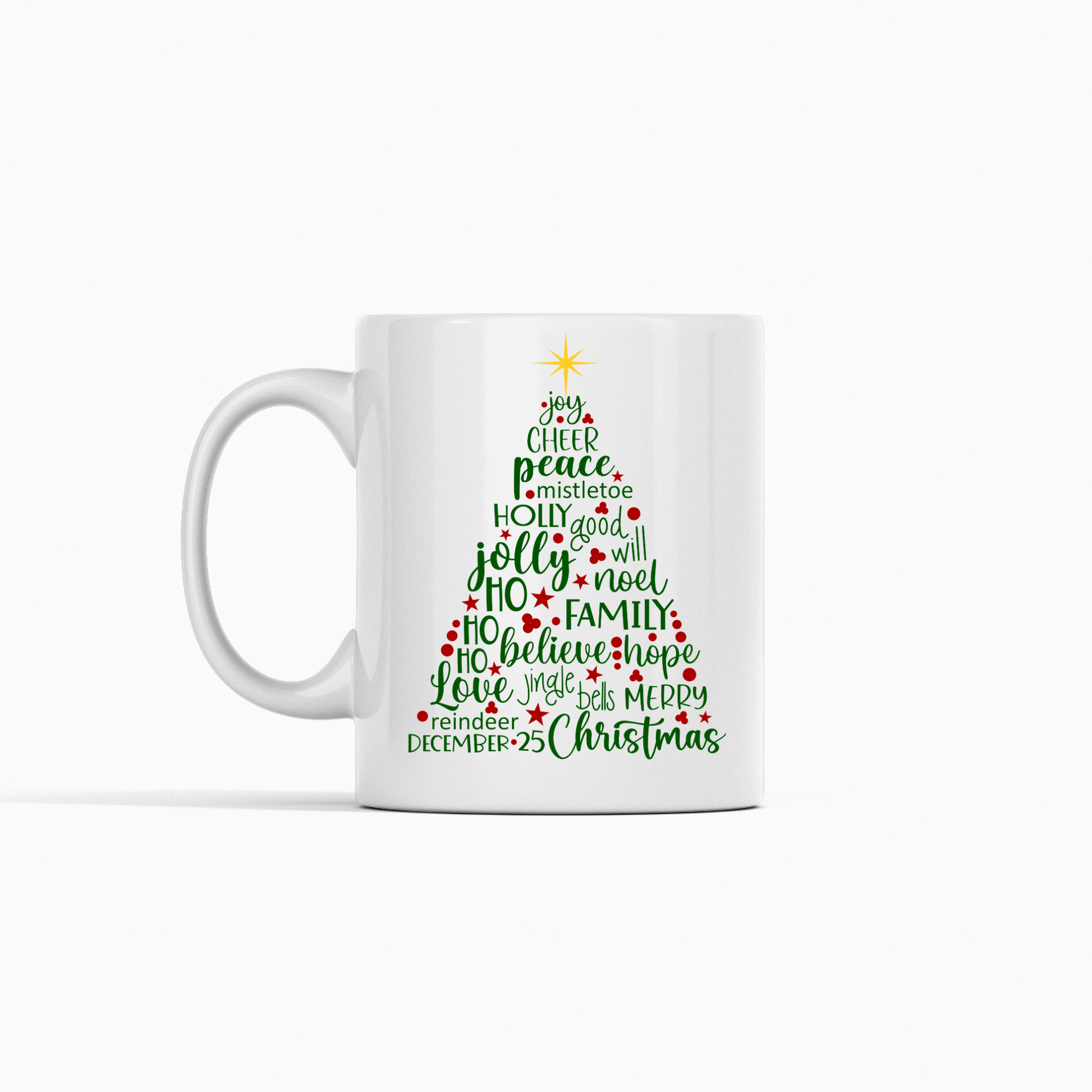 Christmas Word Tree Mug – Holiday Coffee Cup - Granville Designs