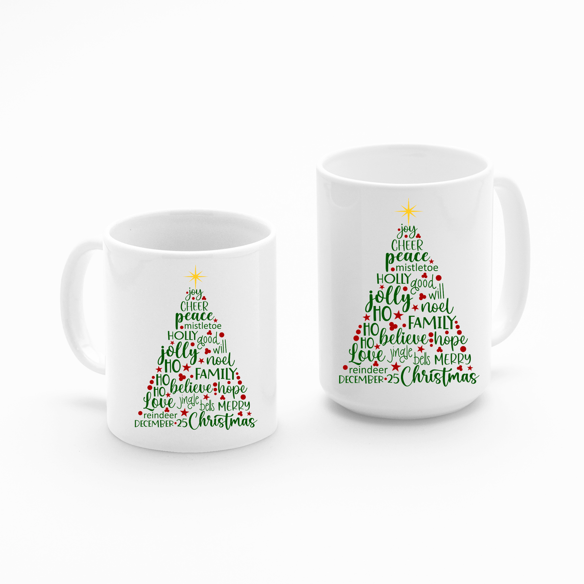 Christmas Word Tree Mug – Holiday Coffee Cup - Granville Designs
