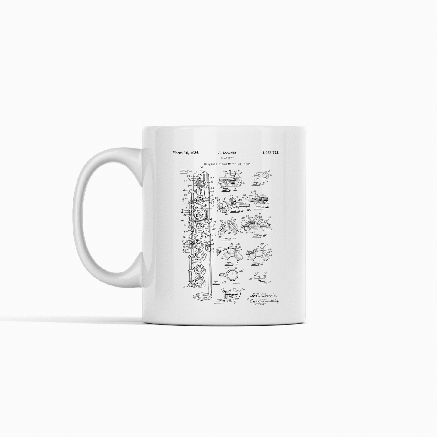 Clarinet Patent Mug | Vintage Musician Gift - Granville Designs