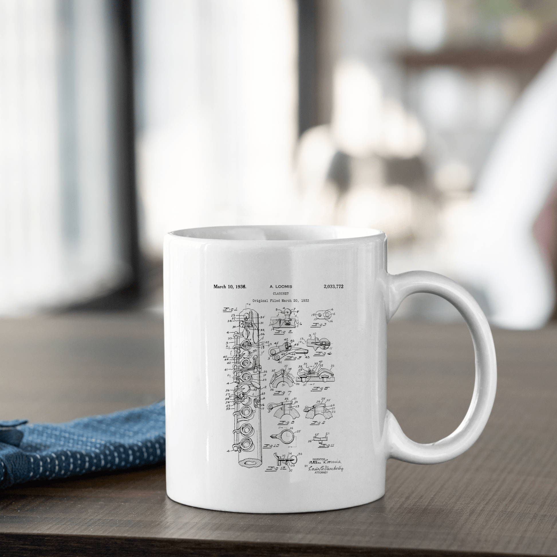 Clarinet Patent Mug | Vintage Musician Gift - Granville Designs
