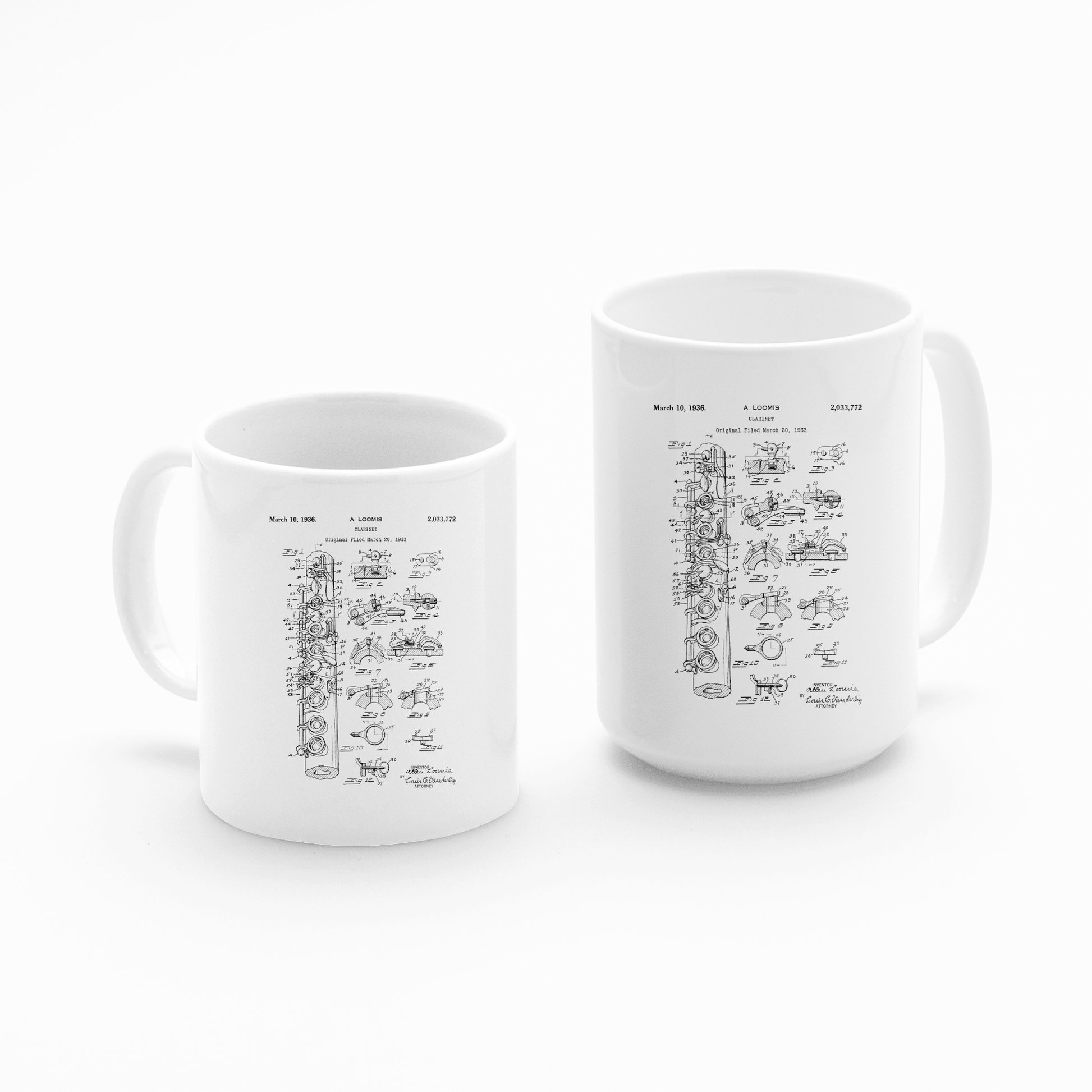 Clarinet Patent Mug | Vintage Musician Gift - Granville Designs