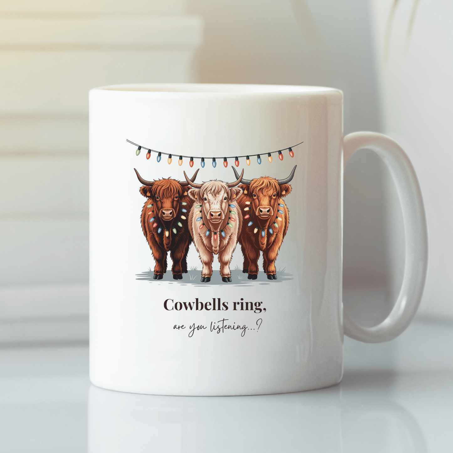 Cowbells Ring Funny Holiday Cow Mug - Granville Designs