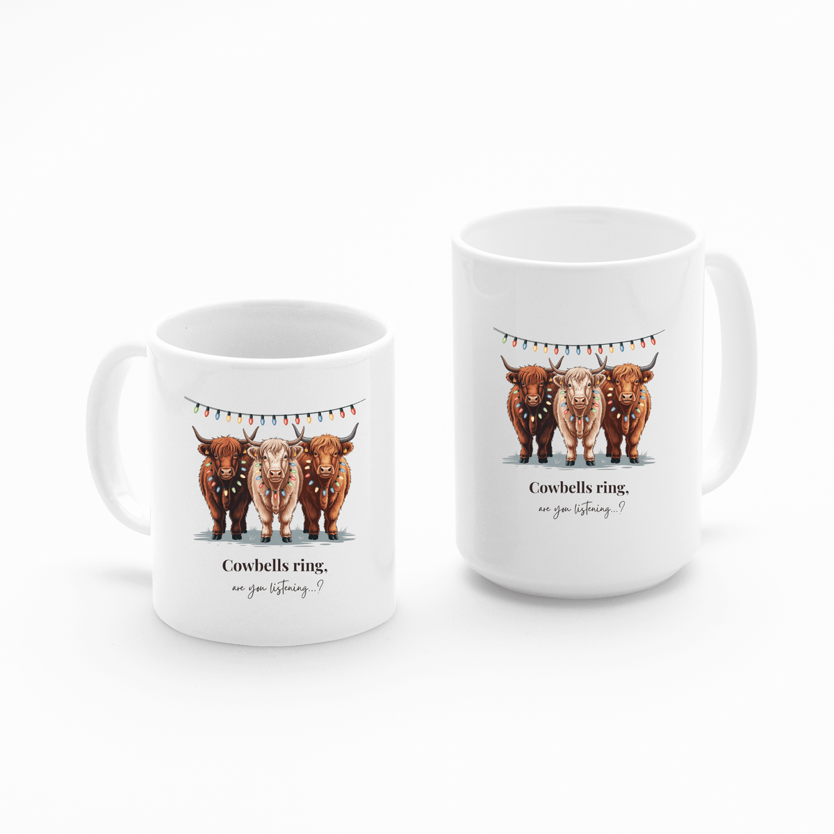 Cowbells Ring Funny Holiday Cow Mug - Granville Designs