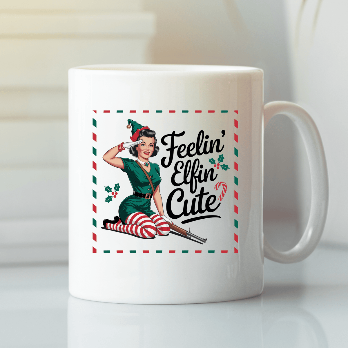 Feelin’ Elfin Cute Mug | Funny Retro Christmas Mug - Granville Designs
