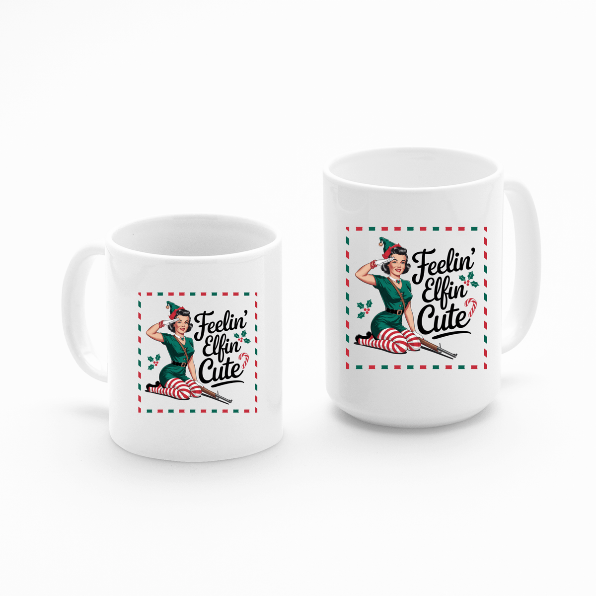 Feelin’ Elfin Cute Mug | Funny Retro Christmas Mug - Granville Designs