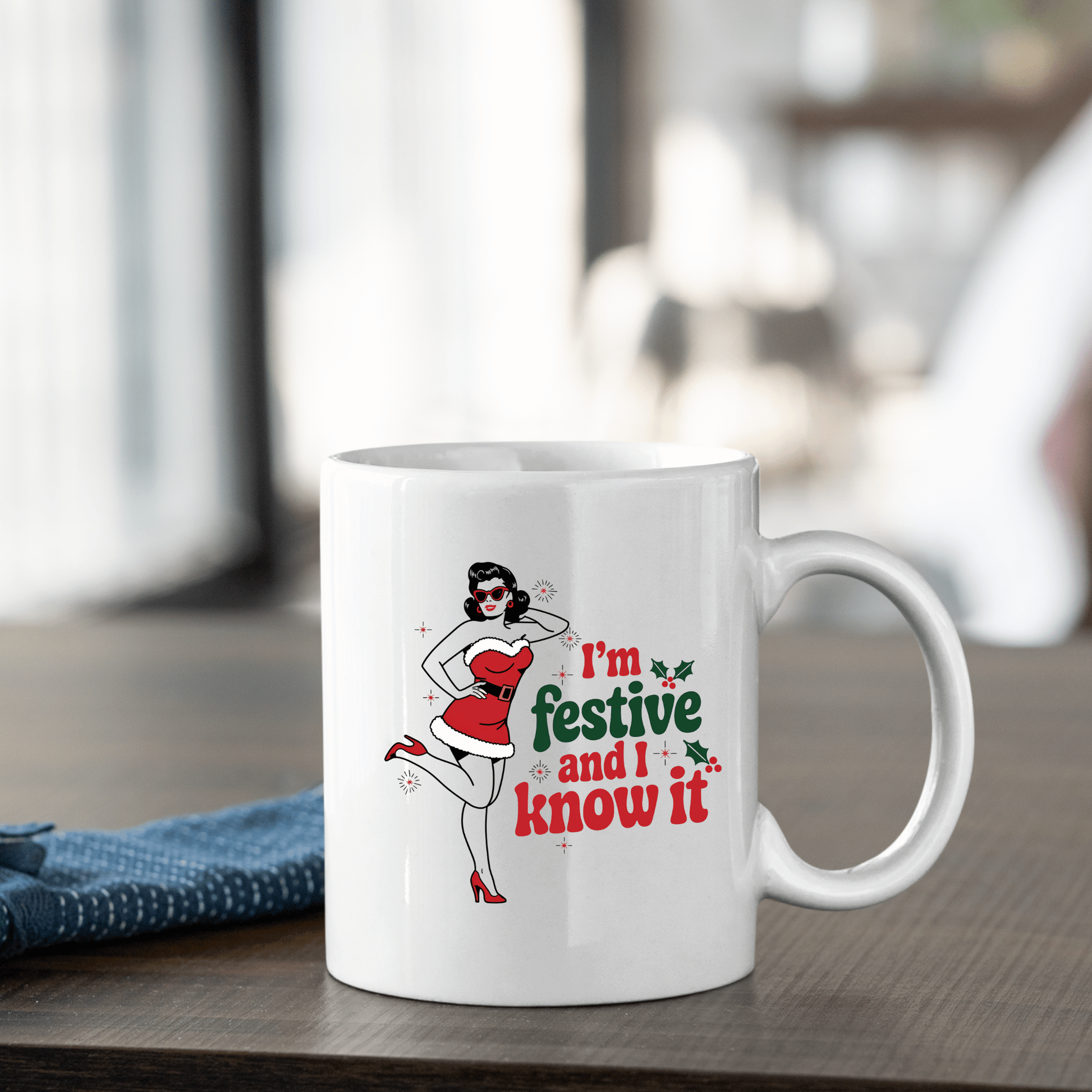 Festive and I Know It Mug | Funny Retro Christmas Gift - Granville Designs