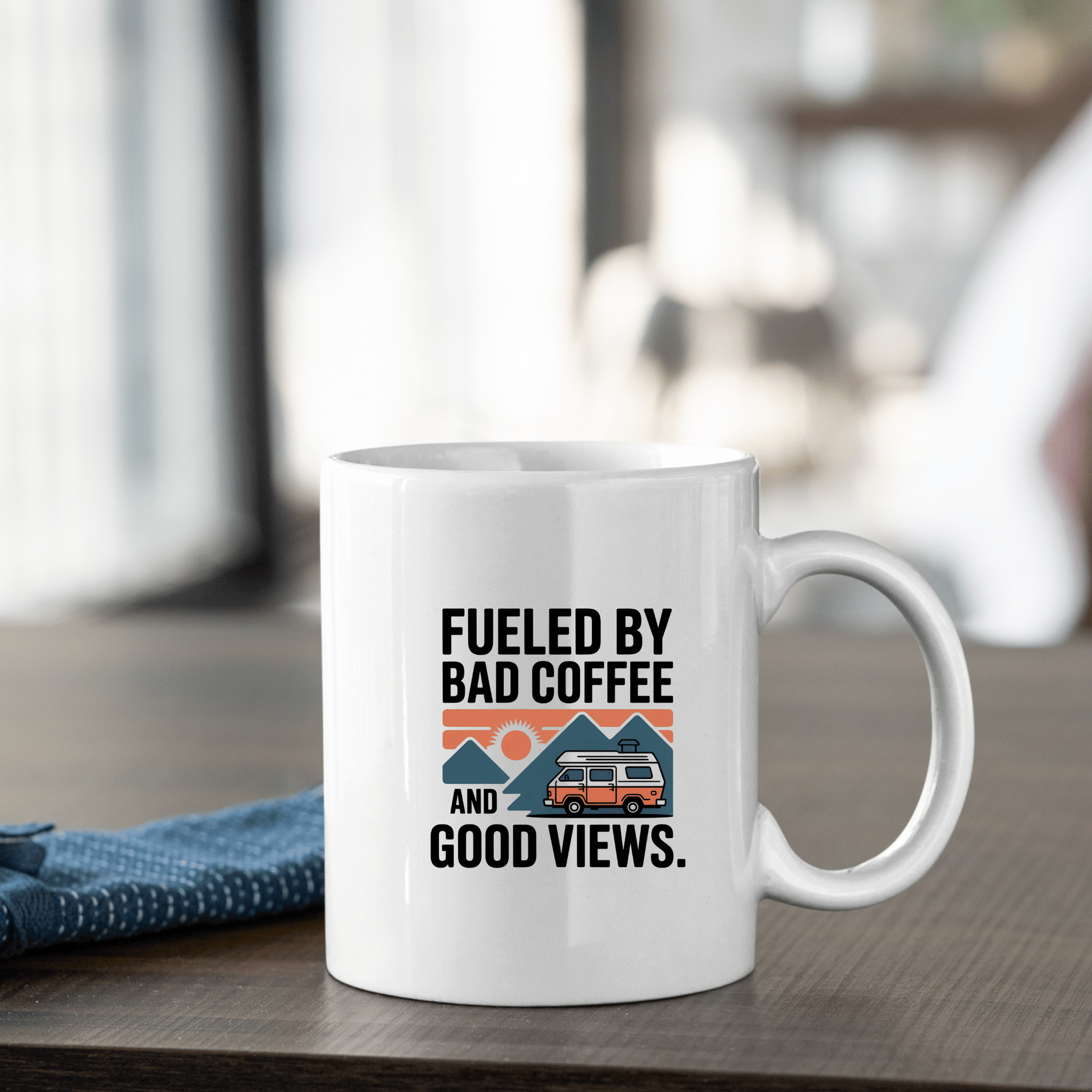 Fueled by Bad Coffee and Good Views Funny Camping Mug - Granville Designs