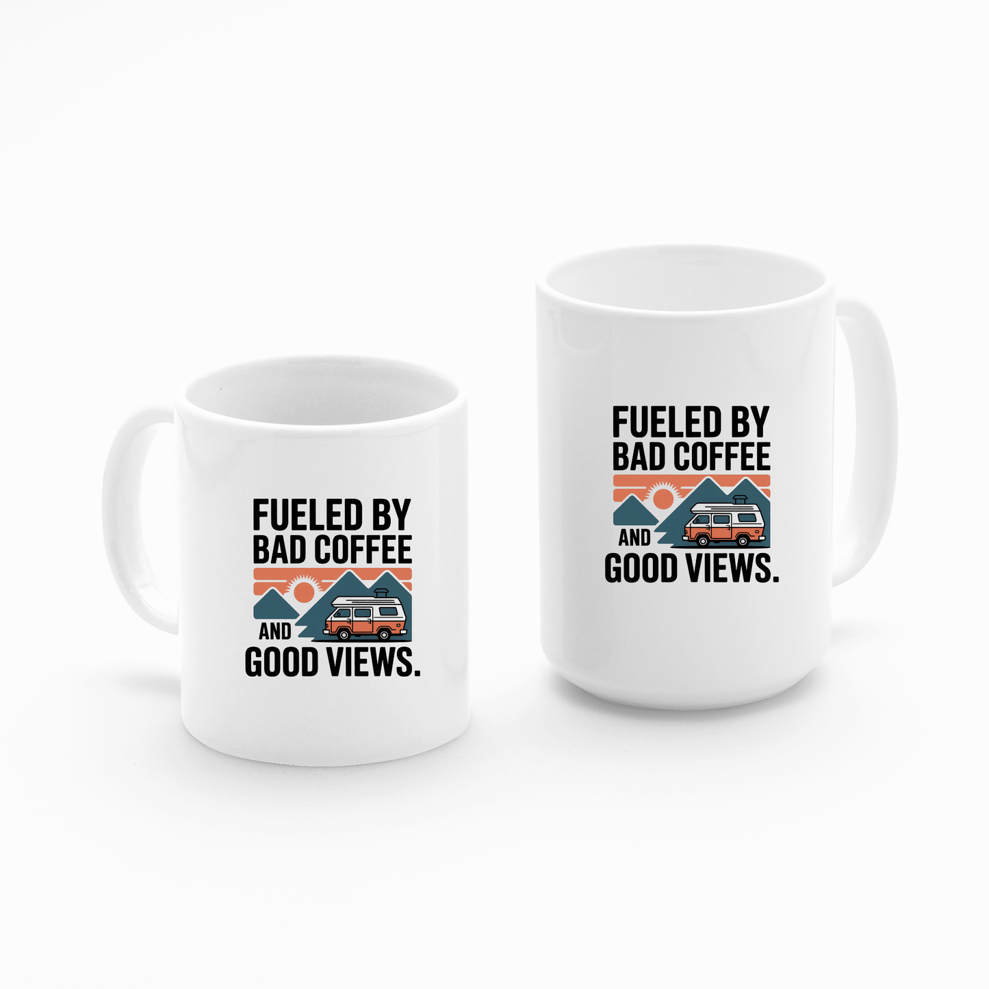 Fueled by Bad Coffee and Good Views Funny Camping Mug - Granville Designs