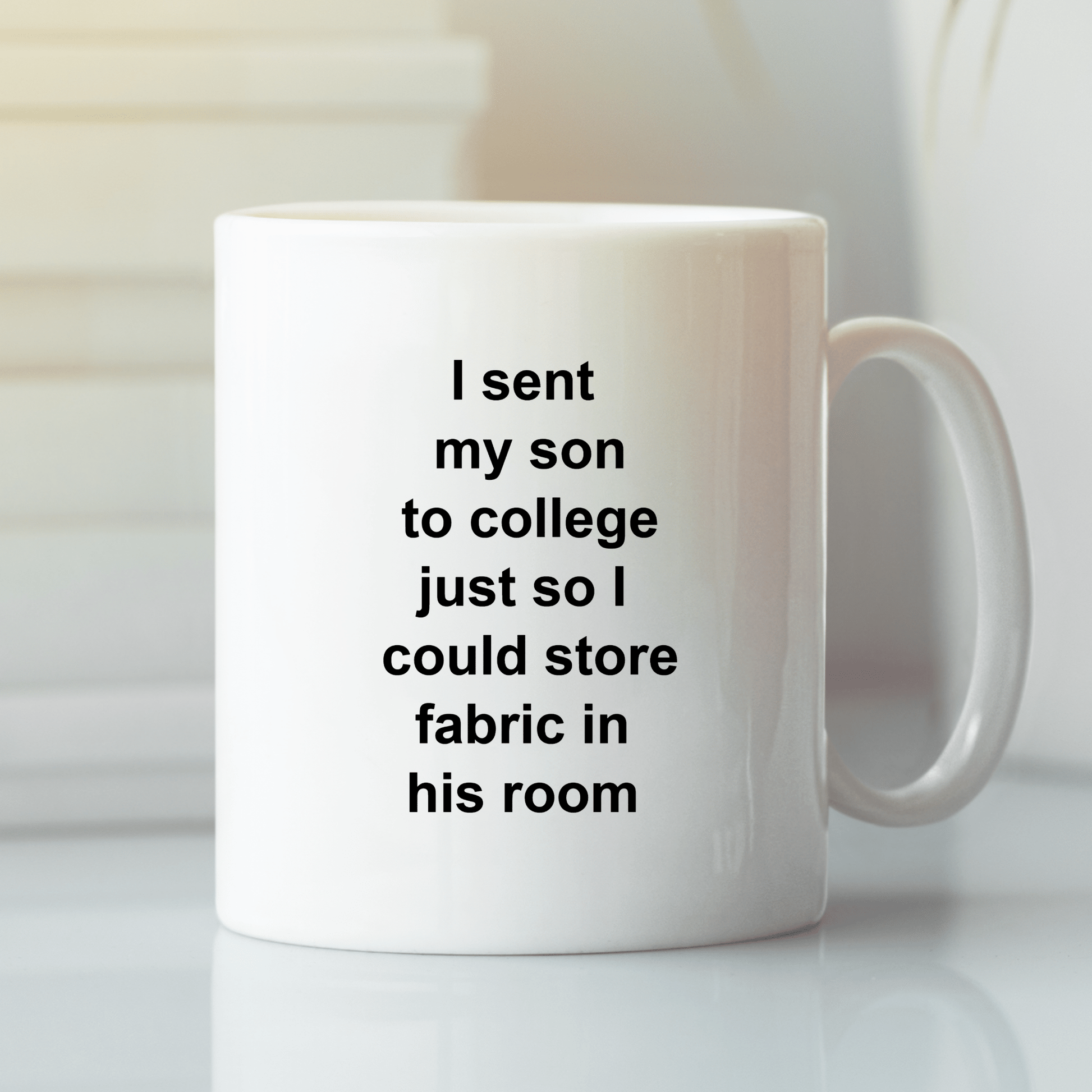 Funny Quilting Mom Mug | Empty Nest Fabric Joke - Granville Designs