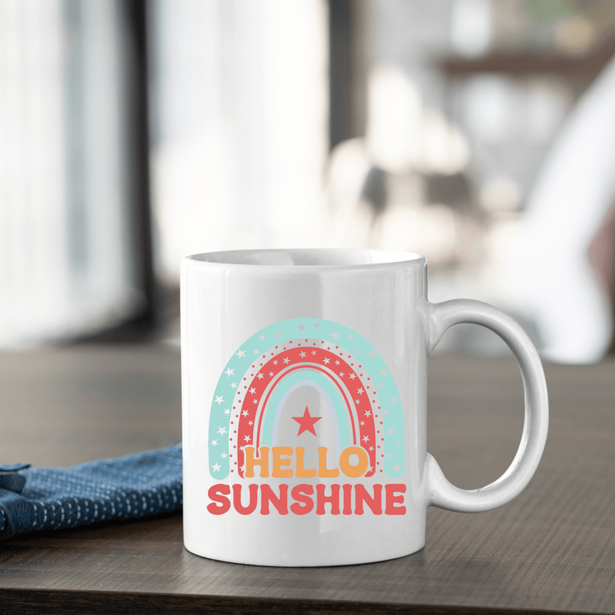 Hello Sunshine Mug | Retro Rainbow Coffee Mug - Granville Designs