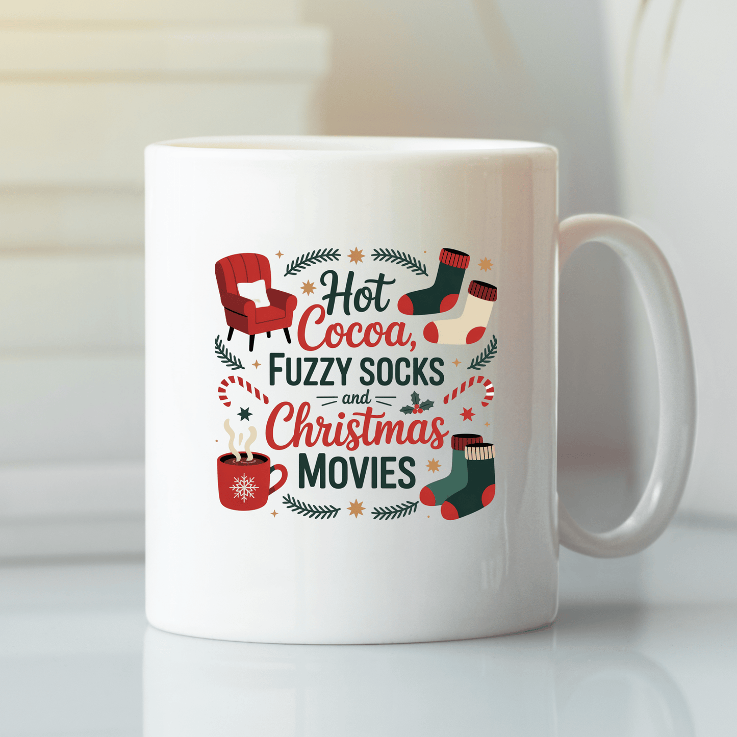 Hot Cocoa Fuzzy Socks Christmas Mug - Granville Designs
