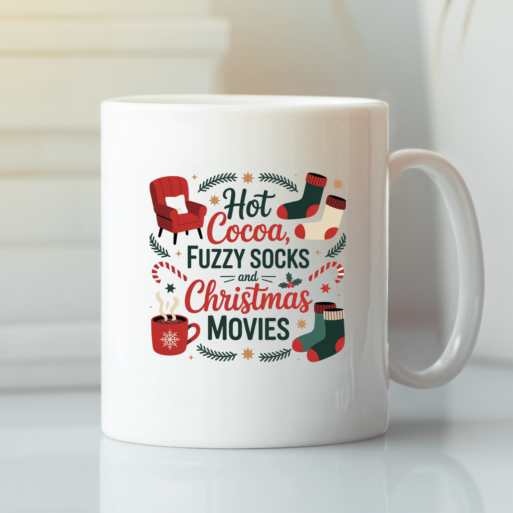 Hot Cocoa Fuzzy Socks Christmas Mug - Granville Designs