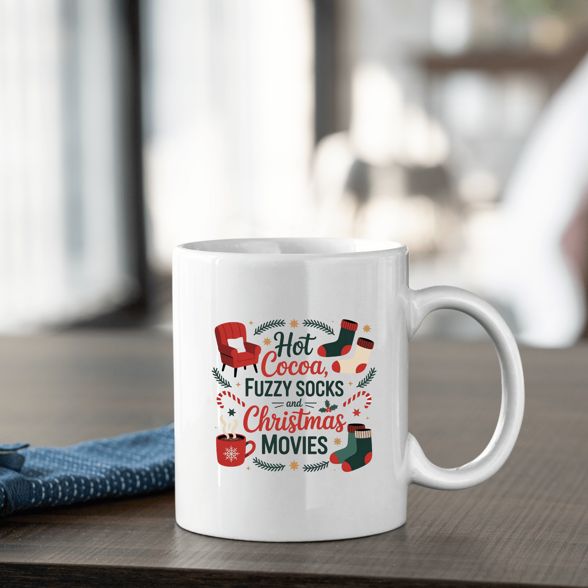 Hot Cocoa Fuzzy Socks Christmas Mug - Granville Designs