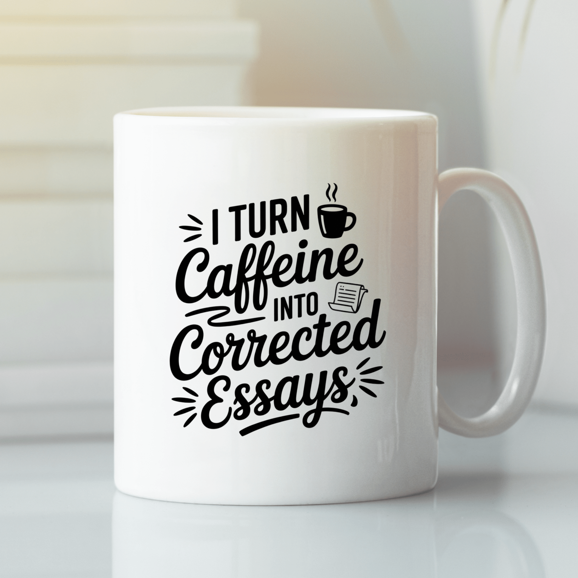 I Turn Caffeine Into Corrected Essays | Teacher Coffee Mug - Granville Designs
