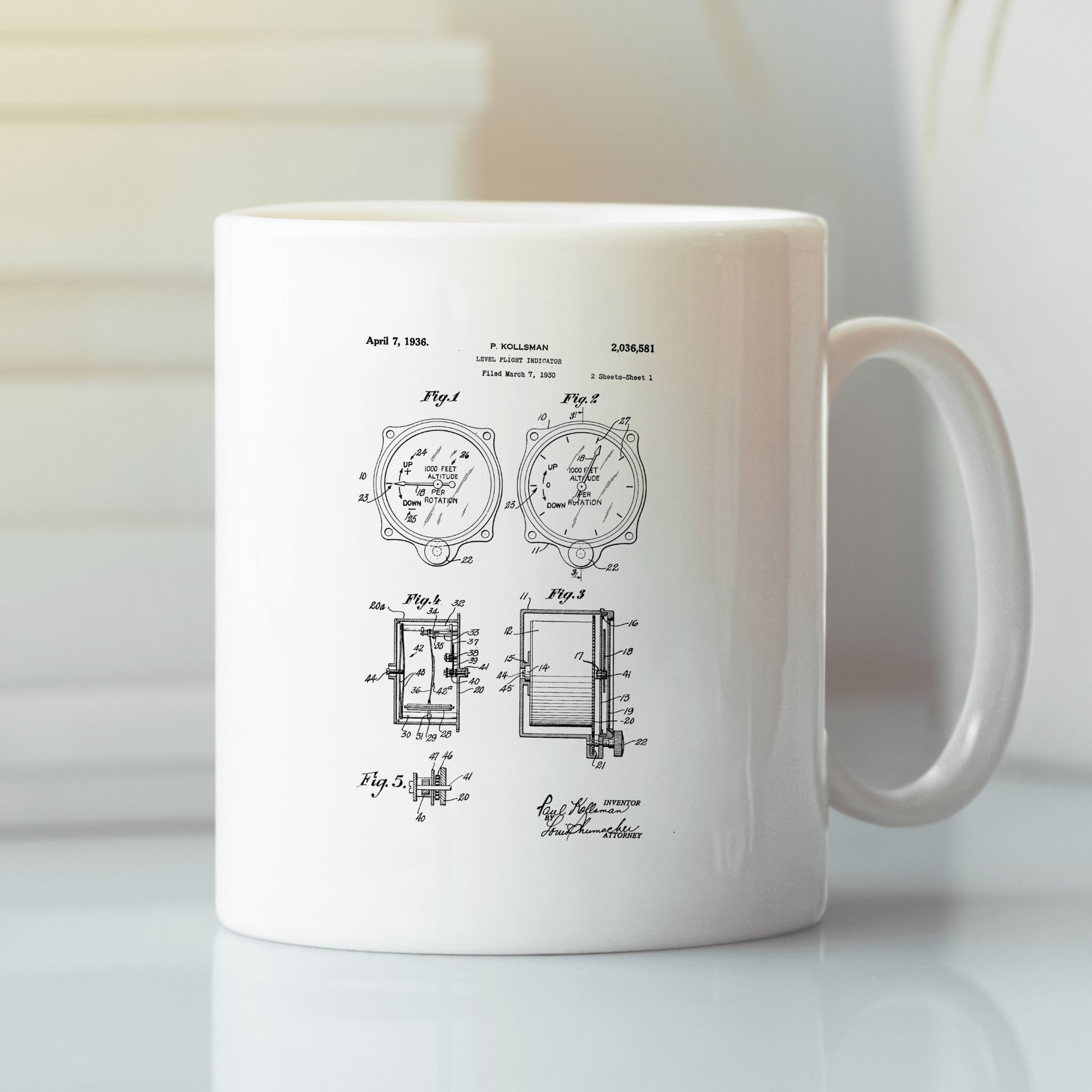 Level Flight Indicator Patent Mug for Pilots - Granville Designs