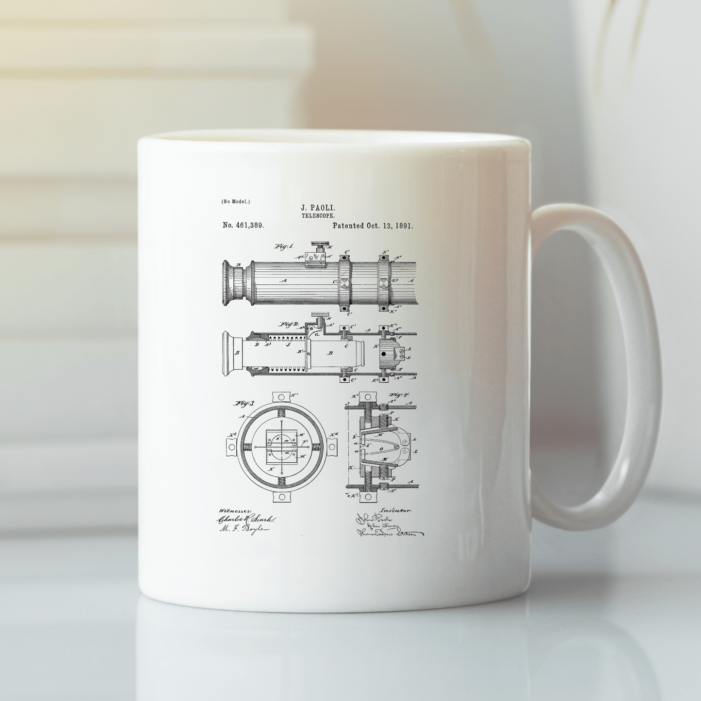 Nautical Telescope Patent Mug for Explorers - Granville Designs