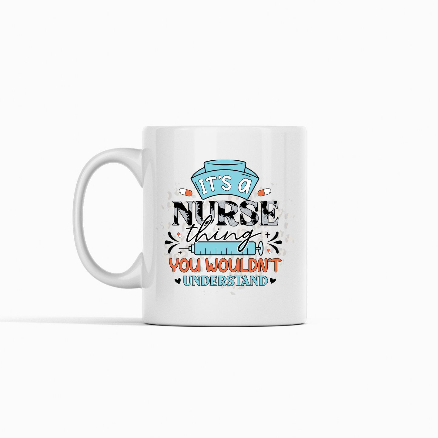 The Funny Nurse Mug Gift features "It's a Nurse Thing You Wouldn't Understand" in blue, black, and orange with a nurse cap and heart accents—a perfect, thoughtful gift for any healthcare hero.