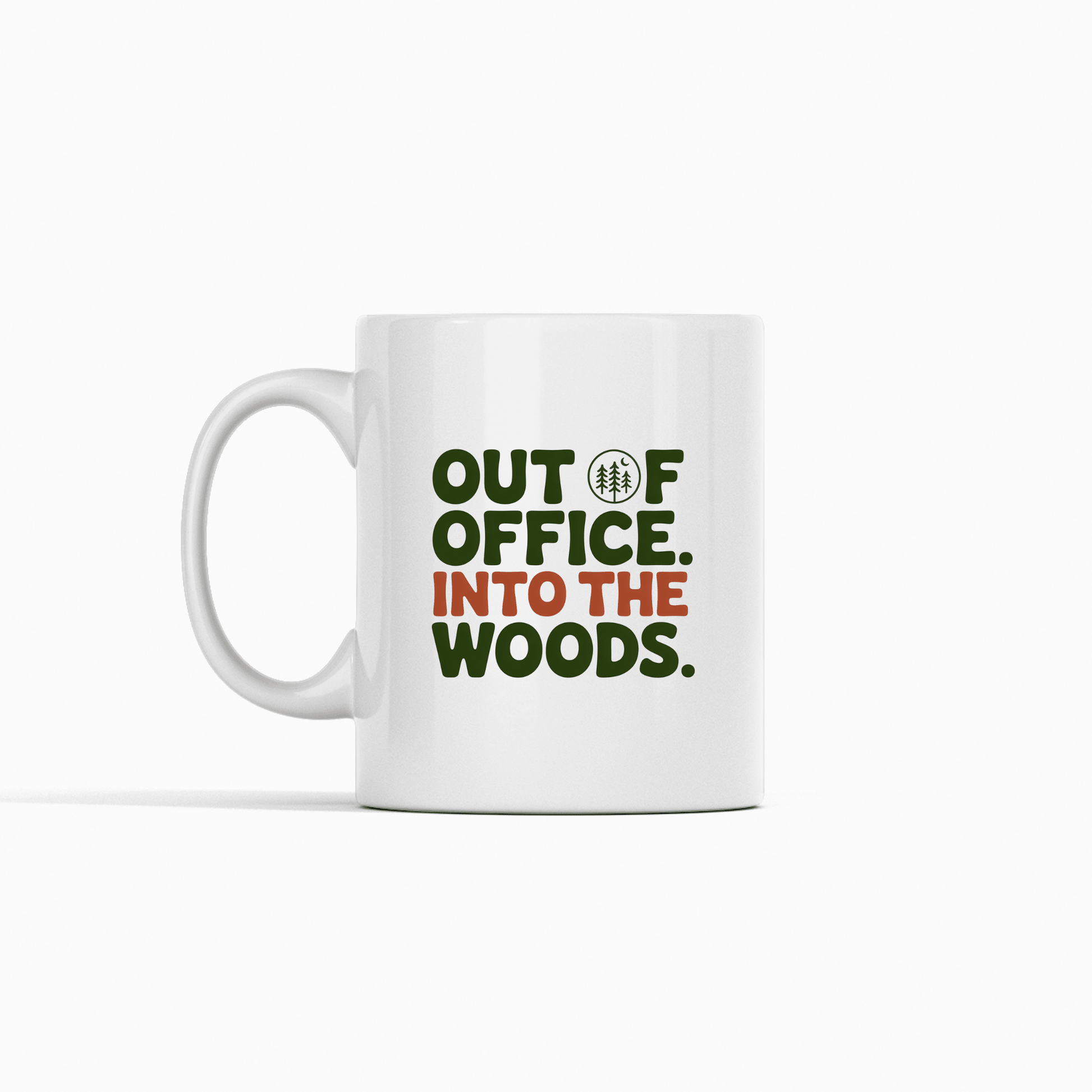 Out of Office Into the Woods Funny Camping Mug - Granville Designs