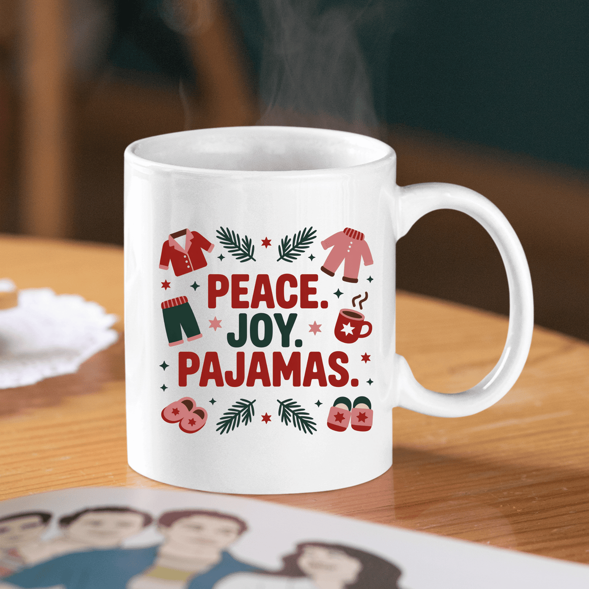 Peace Joy Pajamas Mug | Cozy Christmas Gift for Homebodies - Granville Designs