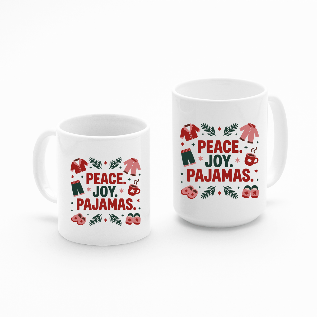 Peace Joy Pajamas Mug | Cozy Christmas Gift for Homebodies - Granville Designs