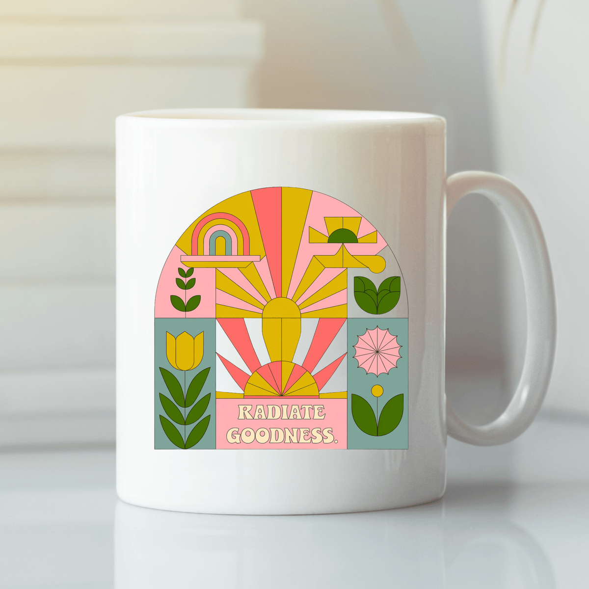 Radiate Goodness Mug | Retro Positive Vibes Gift - Granville Designs