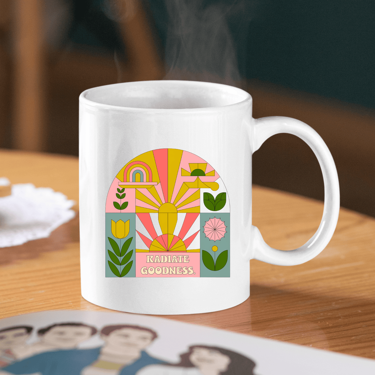 Radiate Goodness Mug | Retro Positive Vibes Gift - Granville Designs