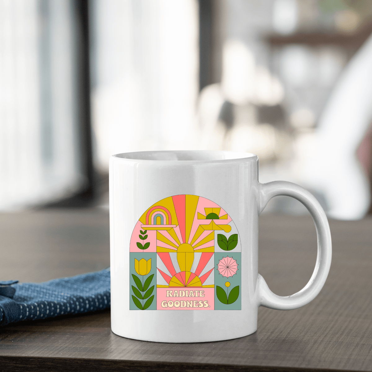 Radiate Goodness Mug | Retro Positive Vibes Gift - Granville Designs