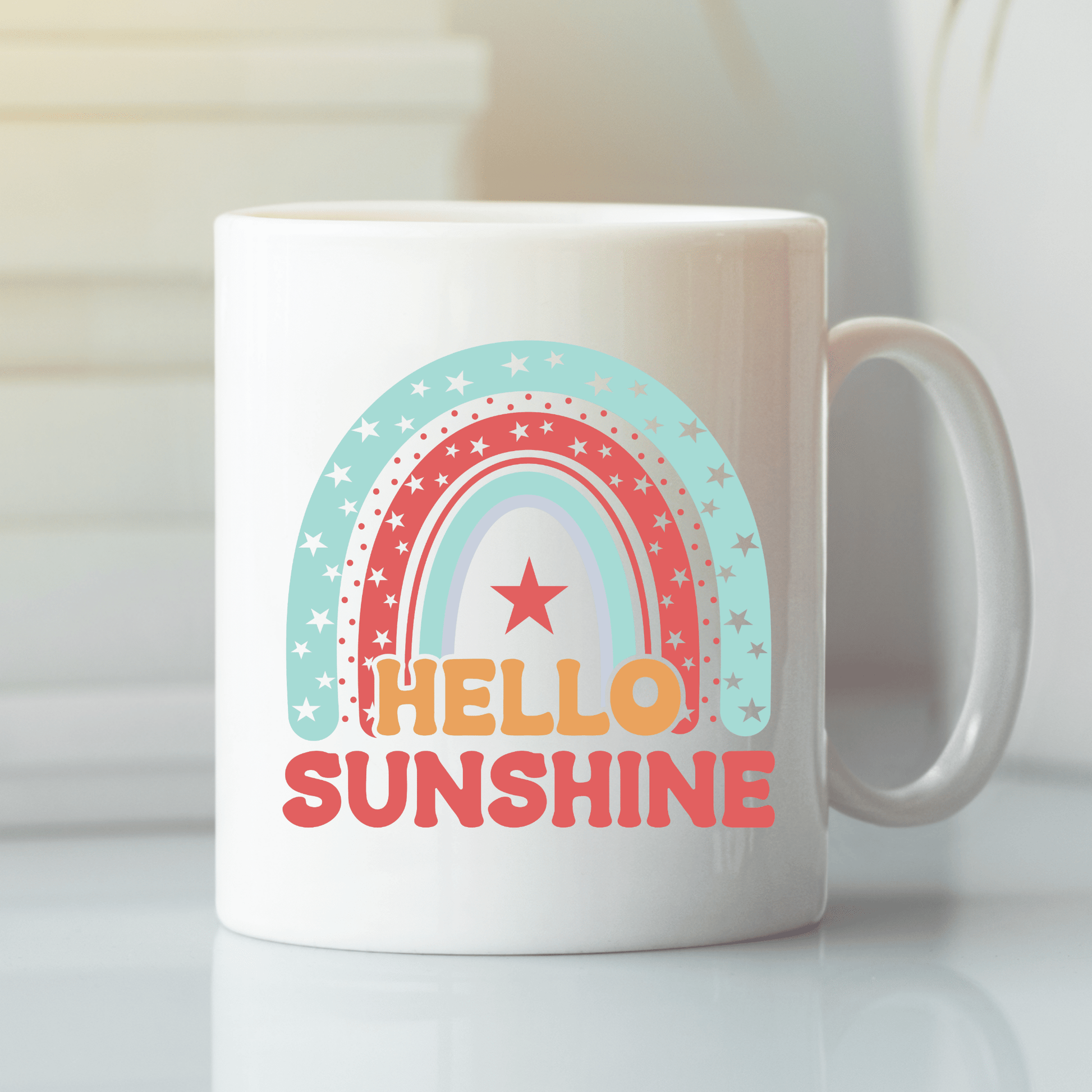 Hello Sunshine Mug | Retro Rainbow Coffee Mug - Granville Designs